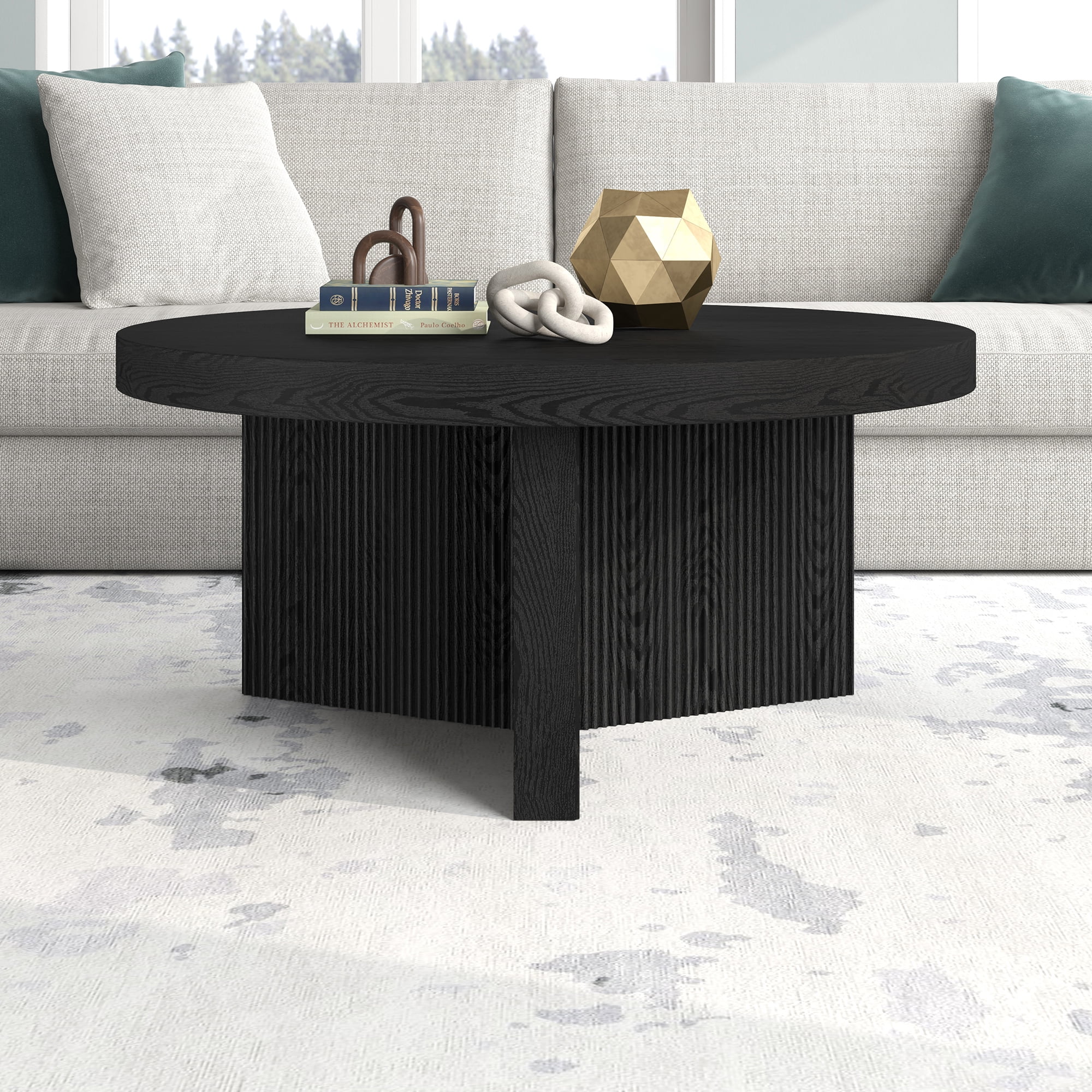 Henn&Hart 32" Black Grain MDF/PVC Coffee Table - Image 9