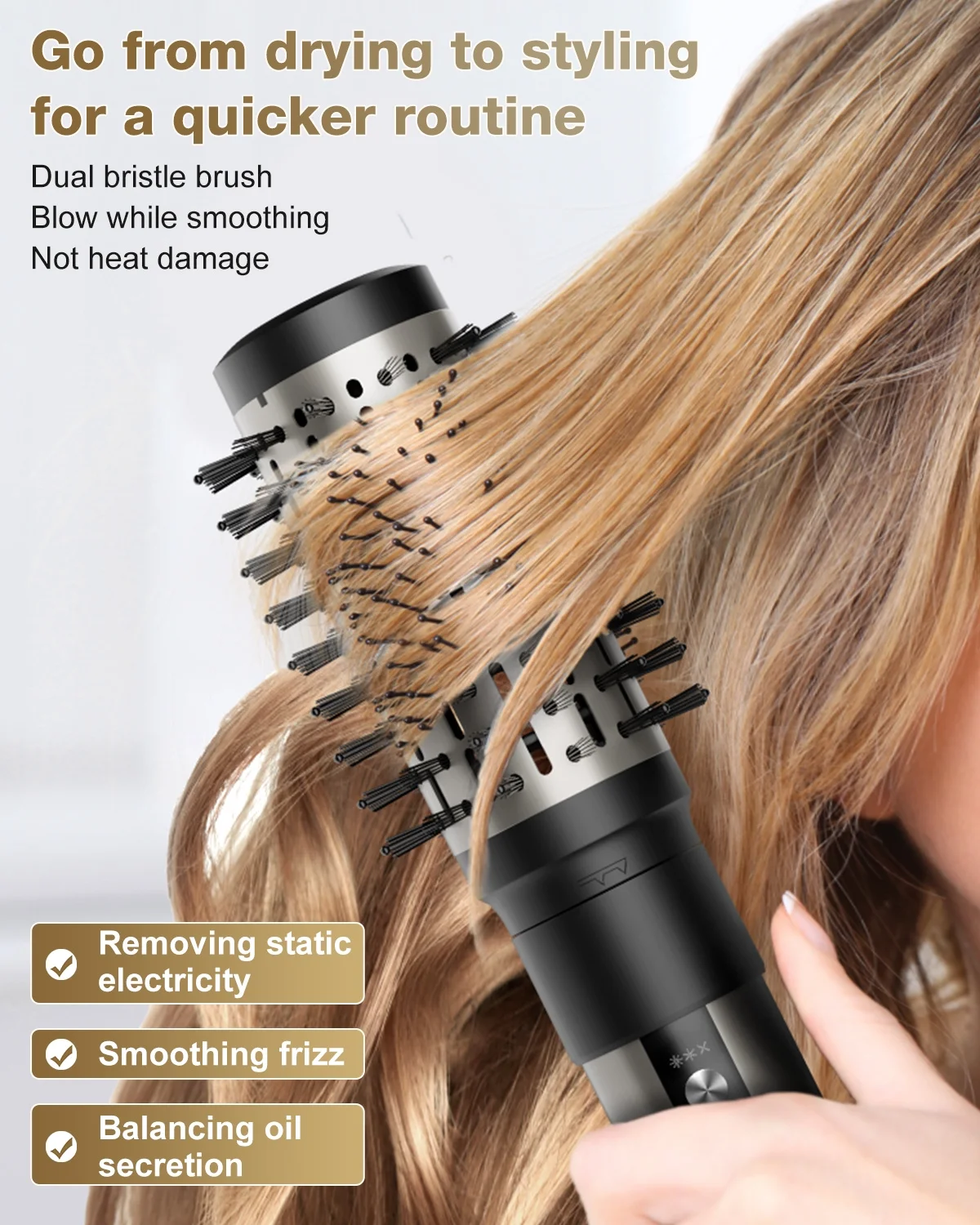 6 in 1 Hair Styler, Hair Dryer Brush with 110,000 RPM, Ionic Hot Air Brush Set, Blow Dryer Brush, High-Speed Hair Dryer Volumizing and Shape, Silver - Image 4