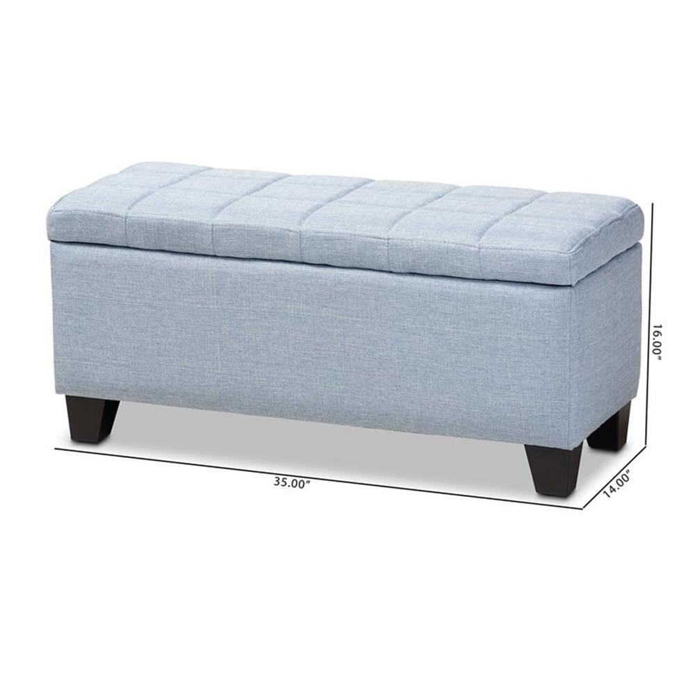 Baxton Studio Fera Modern and Contemporary Light Blue Fabric Upholstered Storage Ottoman - Image 3