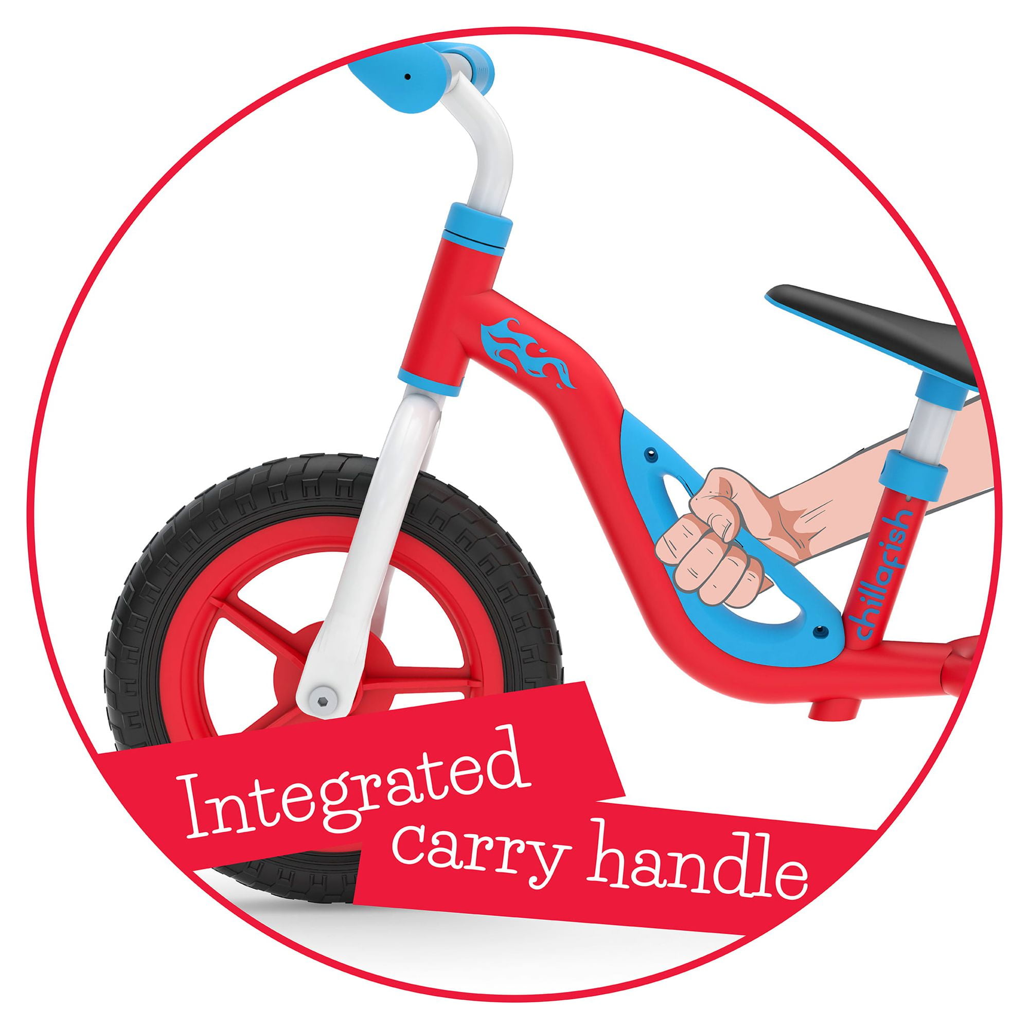 Chillafish Charlie Lightweight Toddler Balance Bike with Carry Handle, Adjustable Seat and Handlebar, Puncture-Proof 10-inch Wheels, for Kids 18-48 Months, Red - Image 6