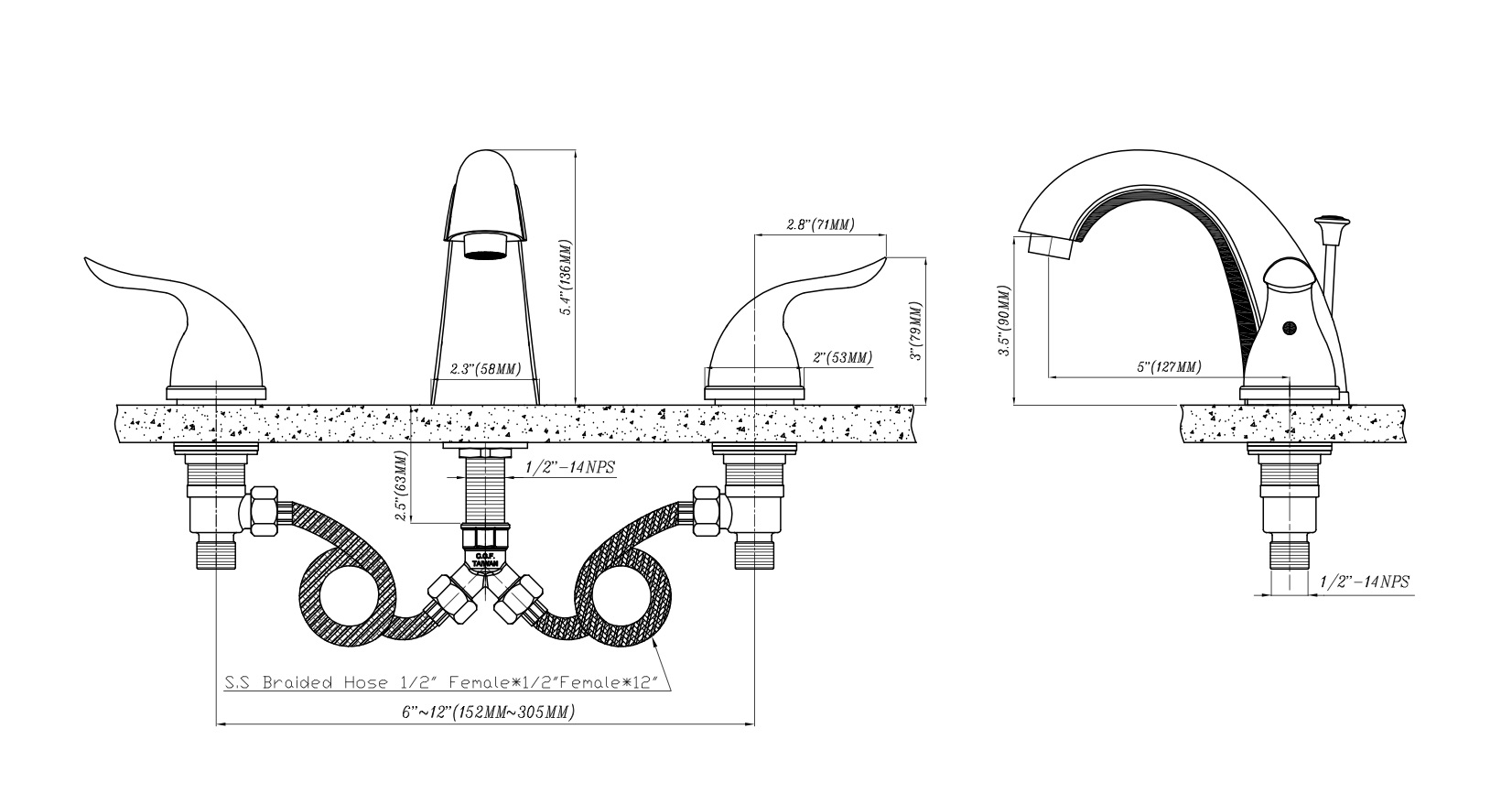 Treviso Widespread Bathroom Faucet with Pop-up by Pacific Bay (Satin Nickel) - Features Classic Easy Turn Winged Levers and Easy Installation - Image 6