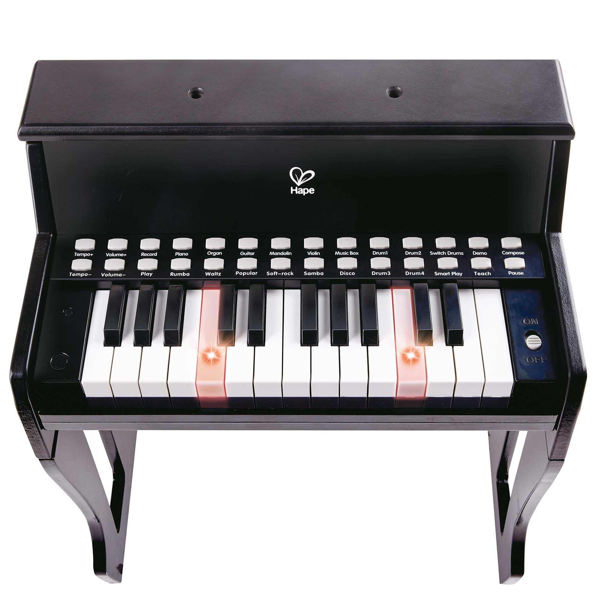 Hape: Learn With Lights Piano w/ Stool - Black - Wooden Electric Musical Toy, 25 Light-Up Keys, Demo Tunes, Record & Playback, Instrument, Kids Age 3+ - Image 11