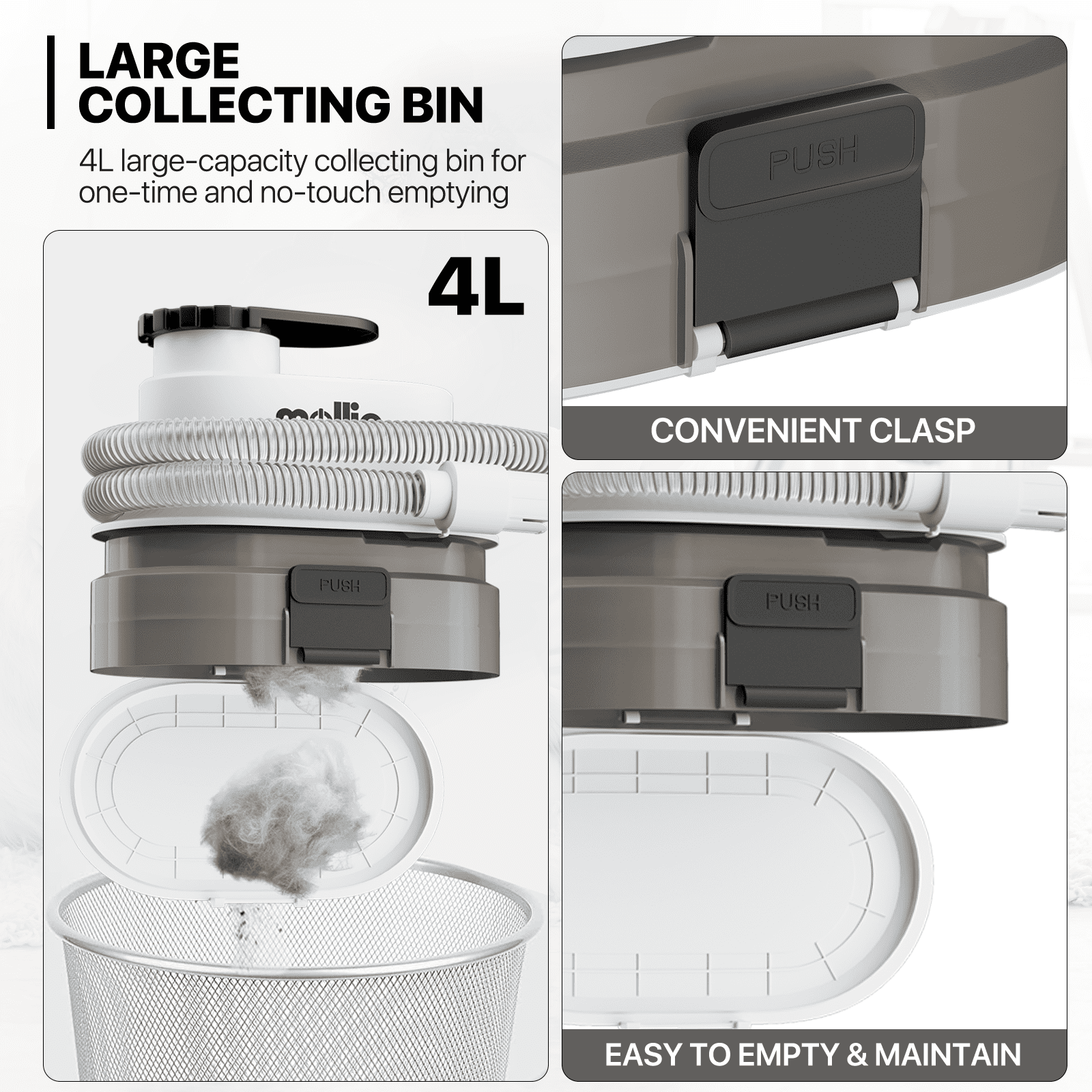 mollie Dog Grooming Kit & Vacuum & Blow Dryer, Pet Grooming Vacuum with 6 Grooming Tools & Trimmer & Guide Combs, Christmas Gift for Dog Cat and Other Animals, Black - Image 7