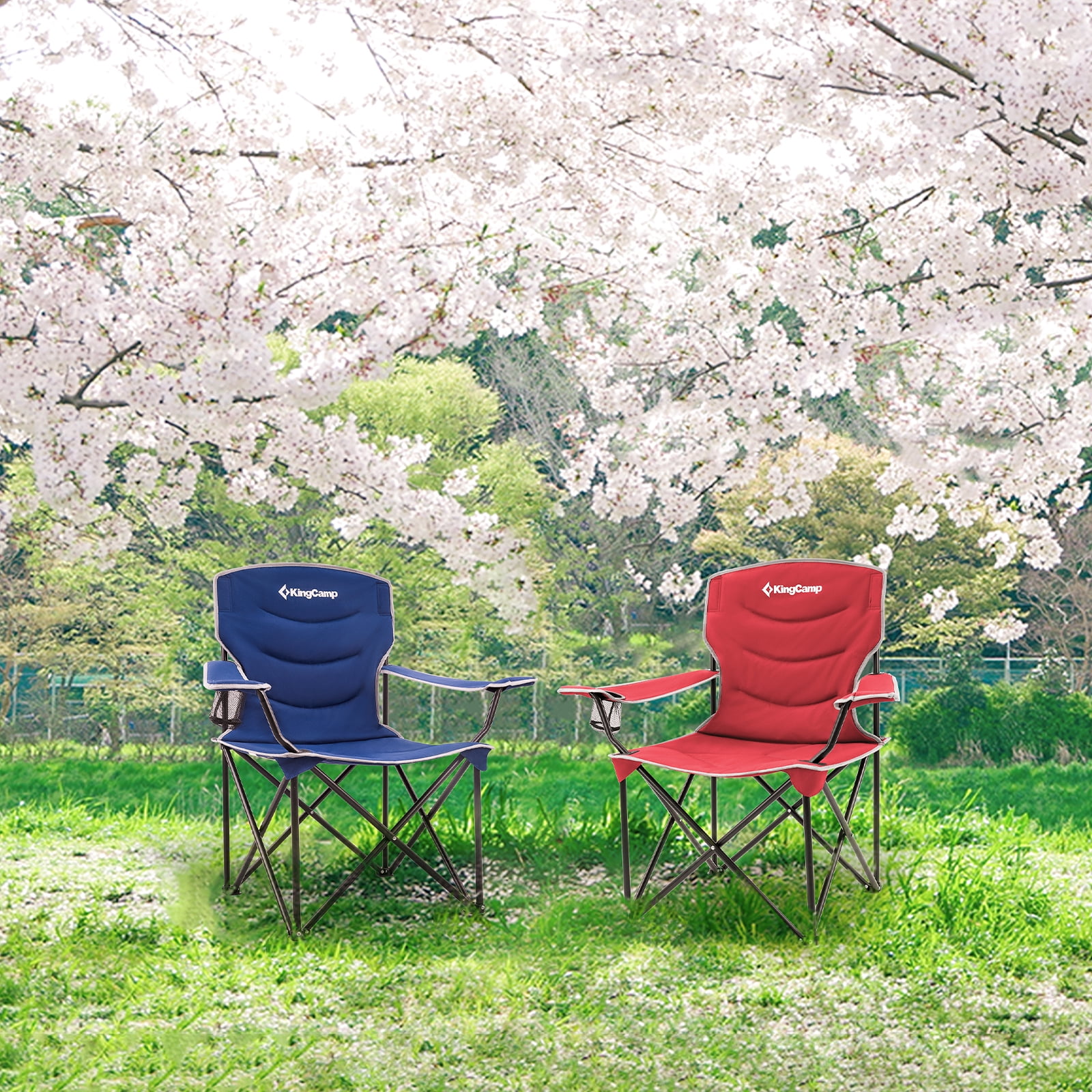 KingCamp Adult Oversized High-Back Folding Camping Chair - Padded Arms, Portable for Outdoor, Lawn, Beach & Red - Image 8