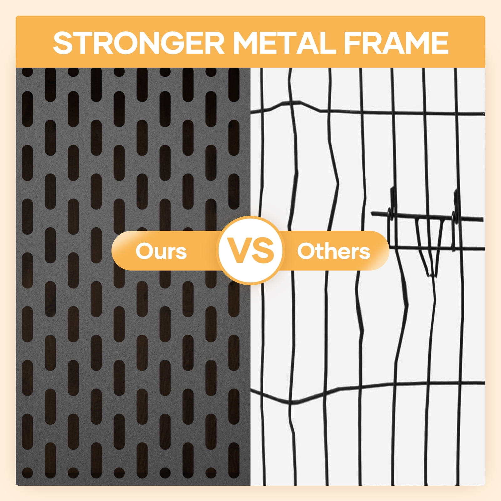 Naipo XL Heavy Duty Dog Crate Furniture, 43.7" Large Metal Dog Kennel, Chew Proof Prevent Escape for High Anxiety Dogs, Indoor Indestructible Dog Kennel, Rustic Brown - Image 2