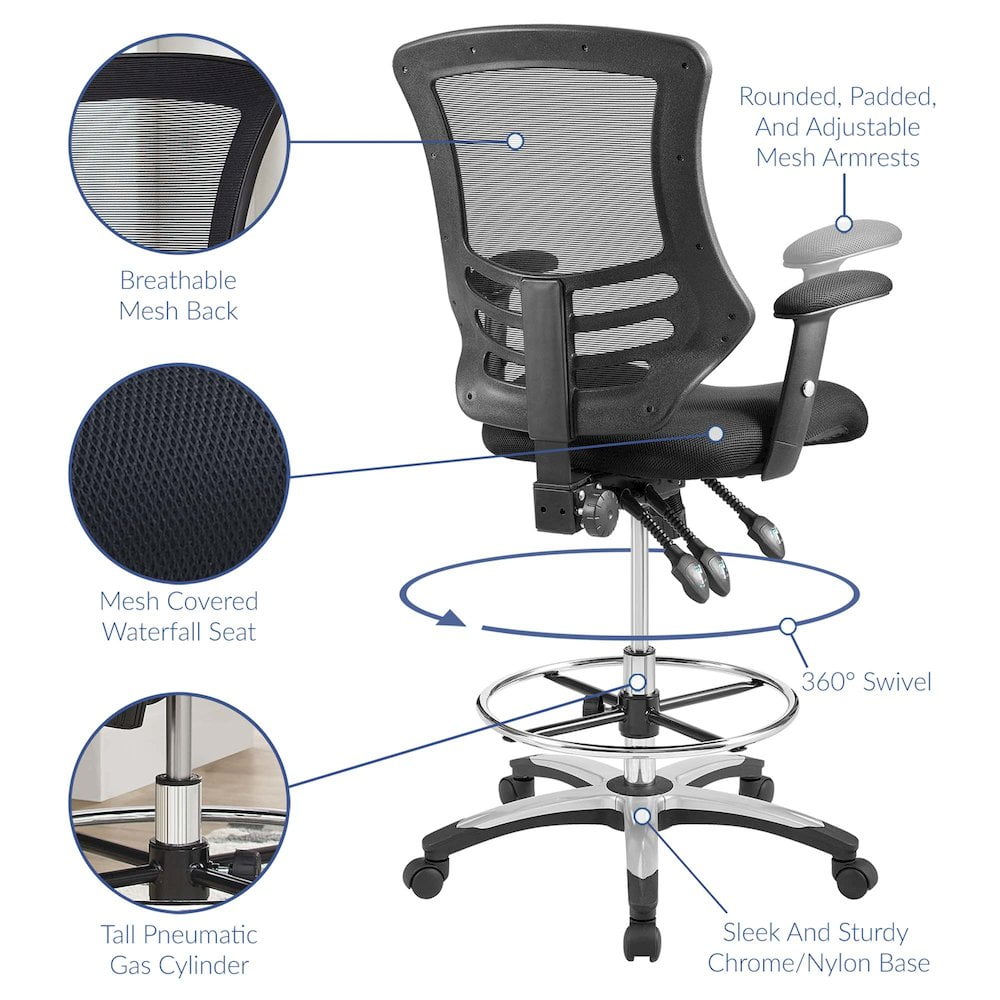 Modway Calibrate Mesh Drafting Chair in Black - Image 7