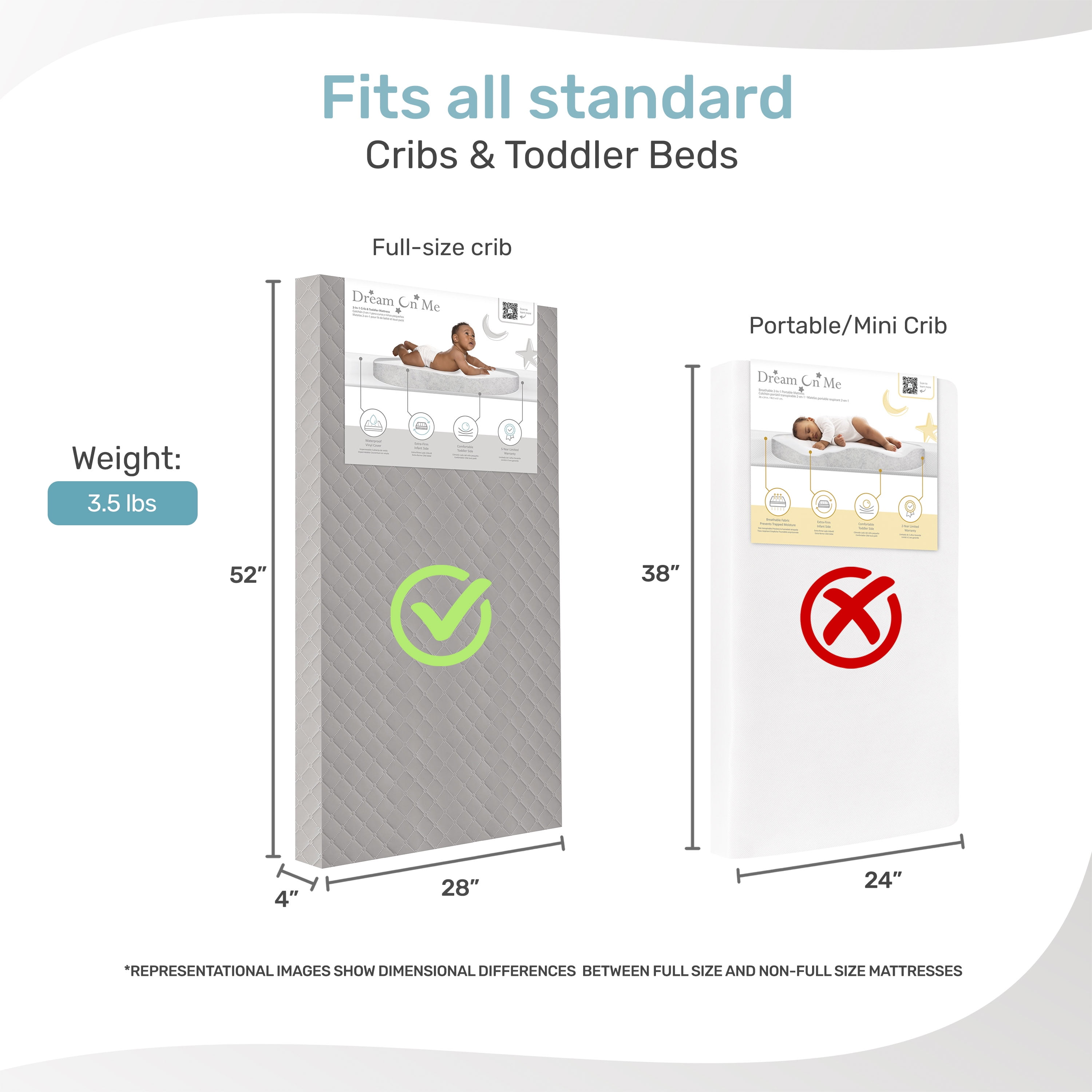 Dream on Me Asheville 4”Firm Fiber Crib & Toddler Mattress, Greenguard Gold Certified, Grey - Image 6