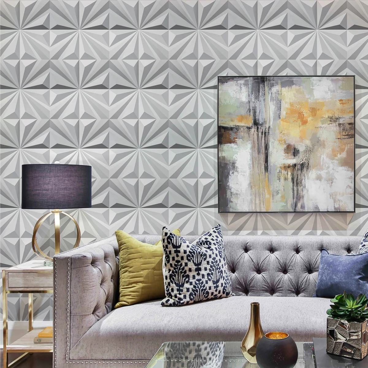 Art3d 3D Wall Panels Matte White 197" x 197" x 005" Embossed PVC Decorative, 12 Pieces, Pack - Image 9
