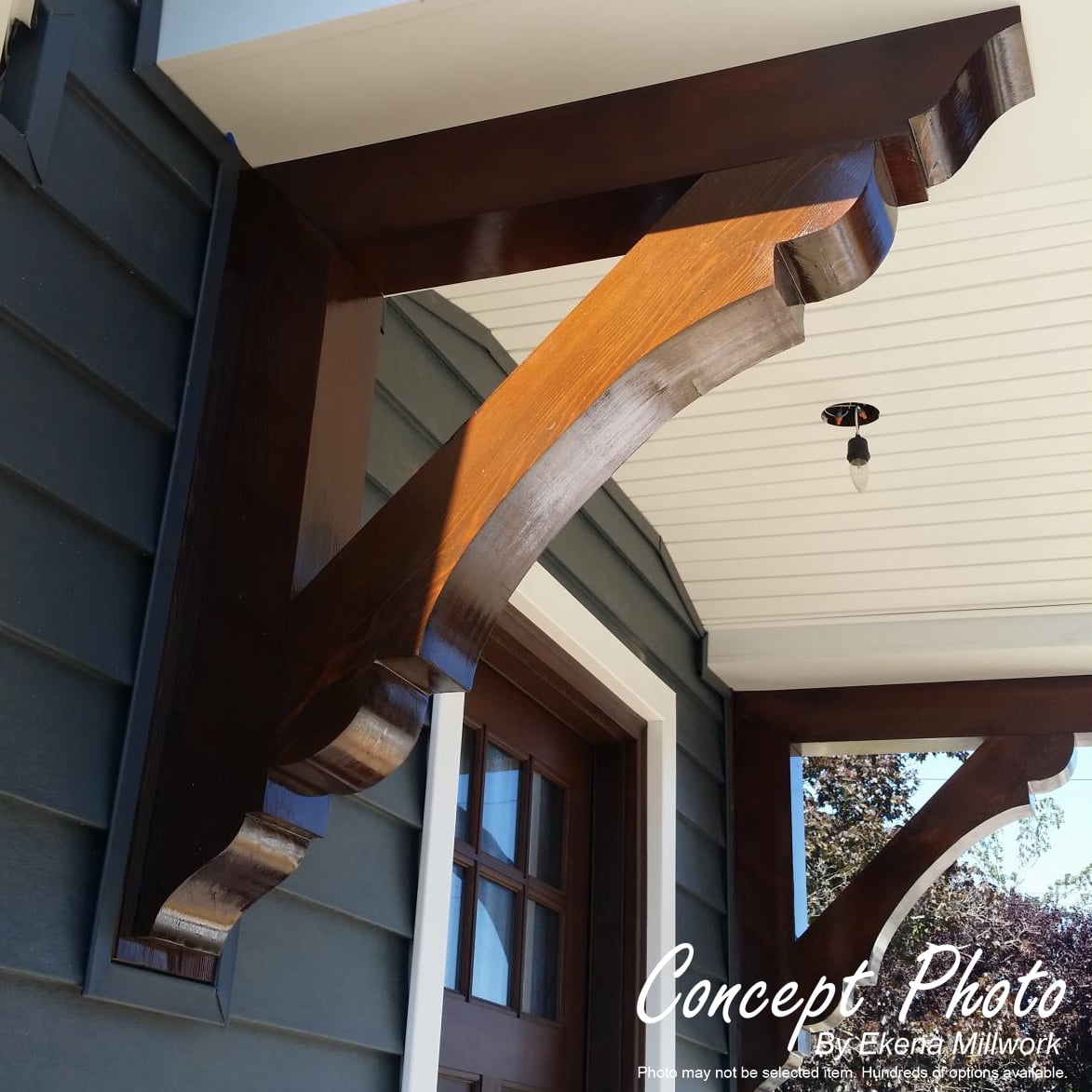 Ekena Millwork 4"W x 14"D x 18"H Merced Block Rough Sawn Bracket w/ Offset Brace, Western Red Cedar - Image 6