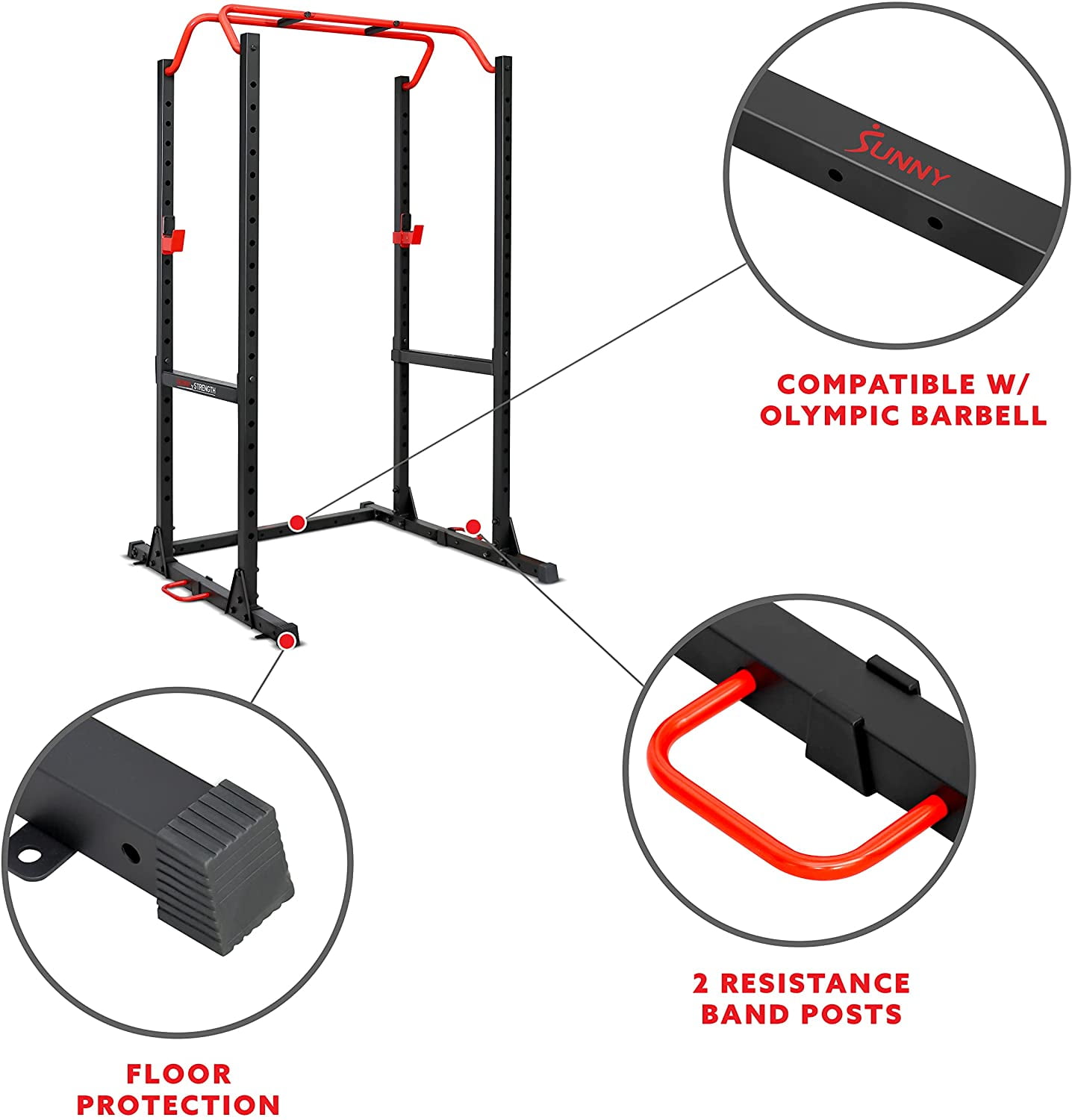 Sunny Health & Fitness 1000LB Capacity Multi-Function Adjustable Weight Cage Power Rack - Image 5