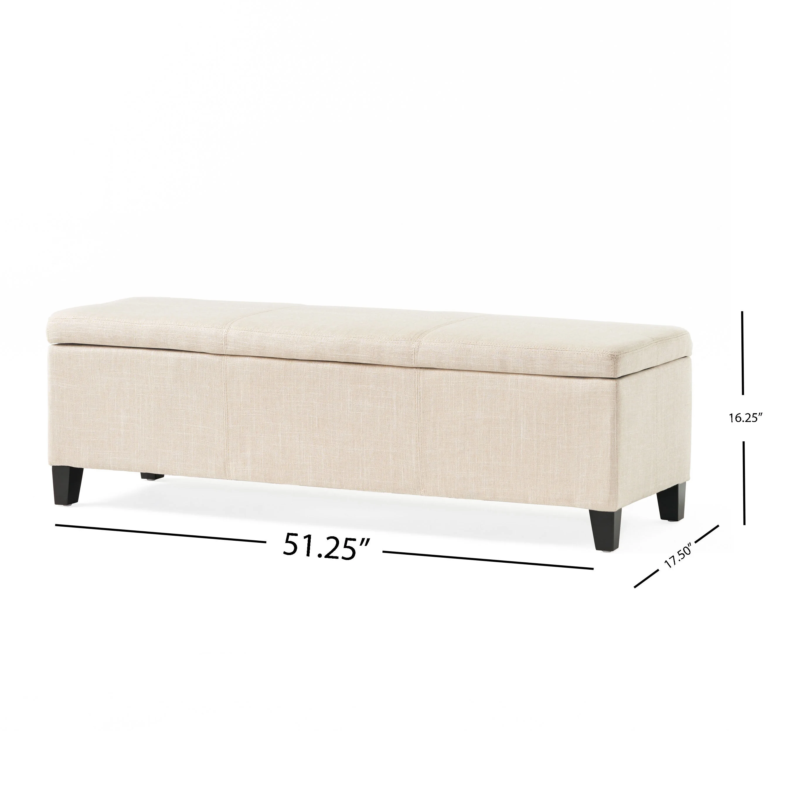 Noble House James Fabric Storage Ottoman, Light Beige - Image 2
