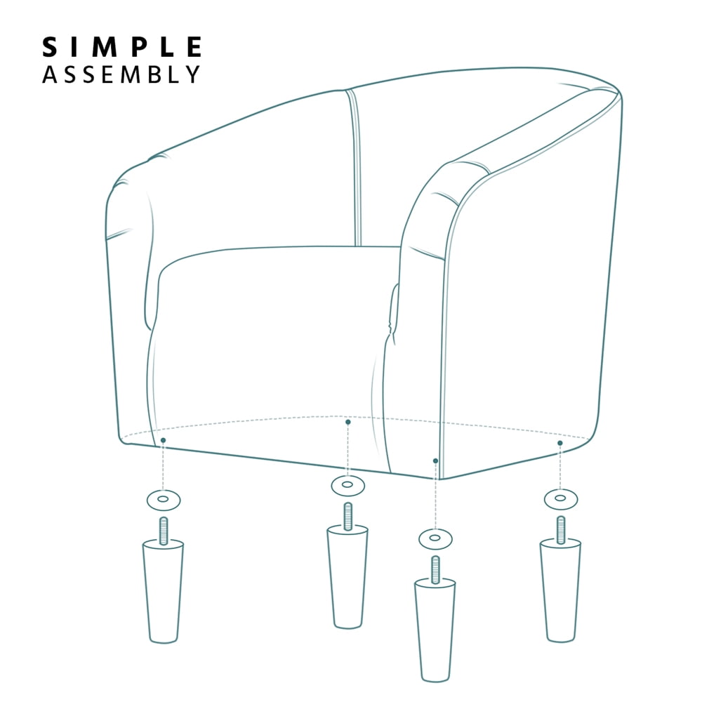 Renwick Modern Upholstered Tub Chair, Set of 2, Navy Blue Velvet - Image 4