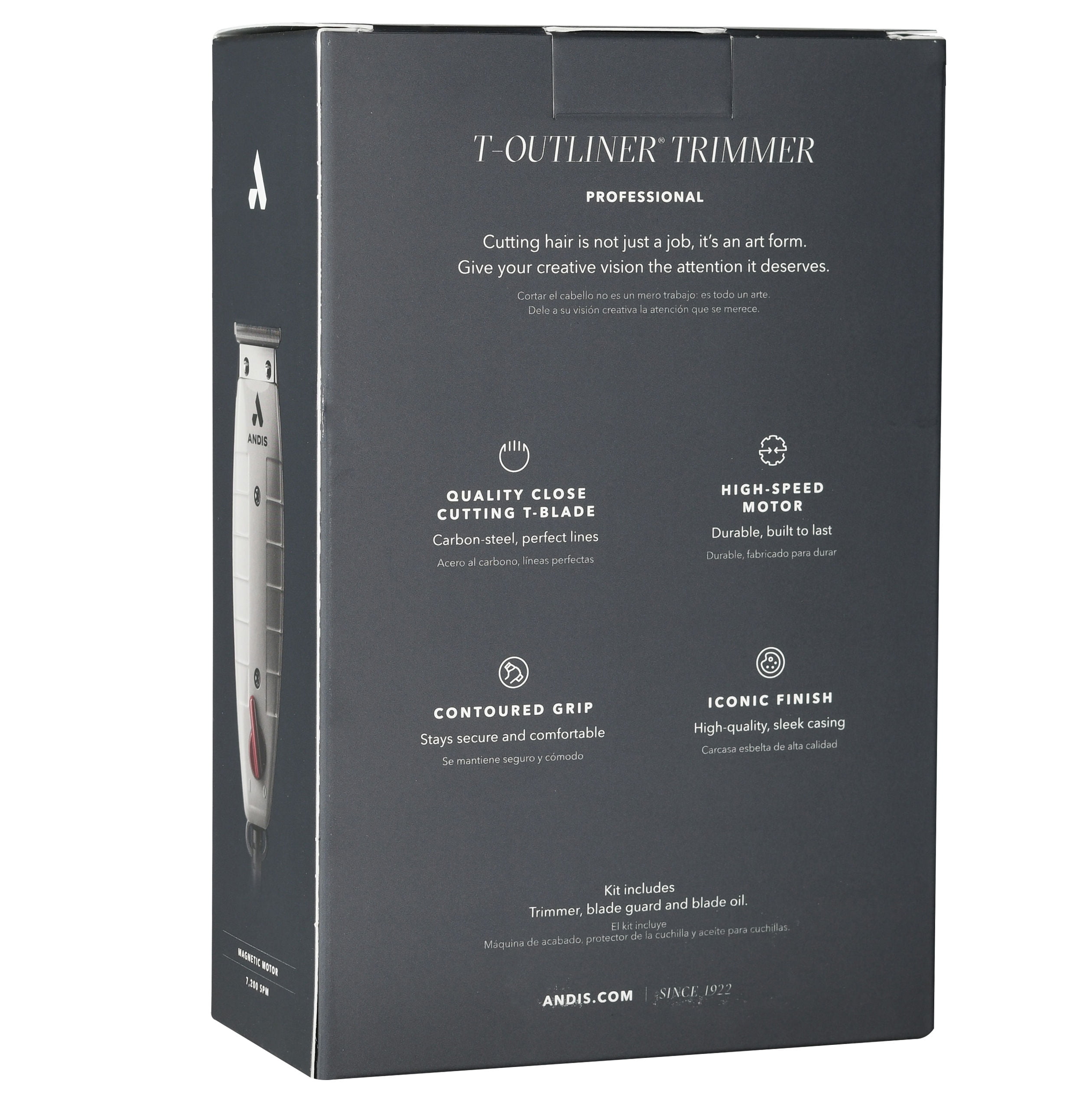 Andis T-Outliner Trimmer with T-Blade (Glossy Gray) with a BeauWis Blade Brush - Image 6