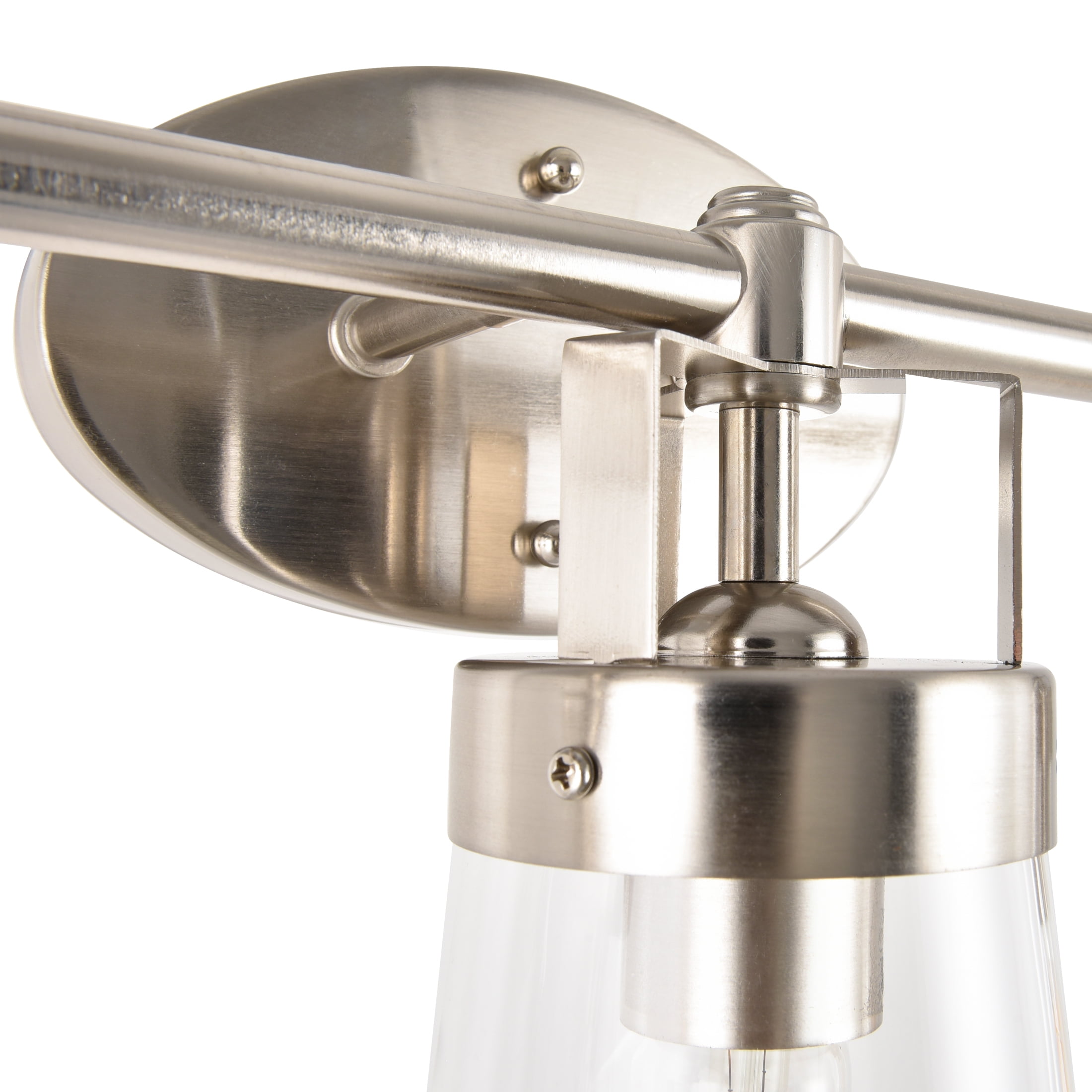 Better Homes & Gardens 22" Contemporary 3-Head Vanity Light, Satin Nickel Finish Clear Glass Shades - Image 2