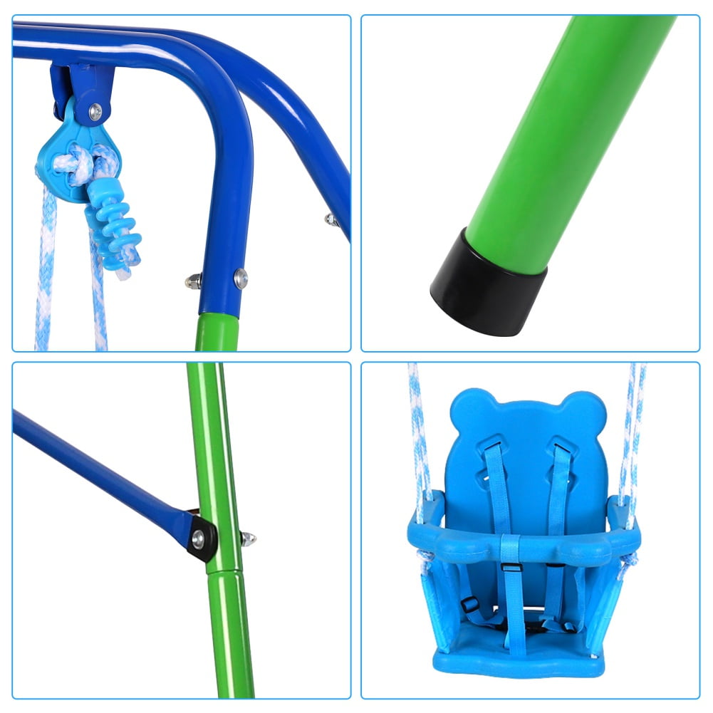 Toddler Swing Set Folding Metal Swing Set with Safety Seat for Baby Chirldren Gifts Sturdy Metal Swing Stand Safety Belt Indoor Outdoor Infant Swing for Toddlers Age 9-60 Months ChYoung - Image 3