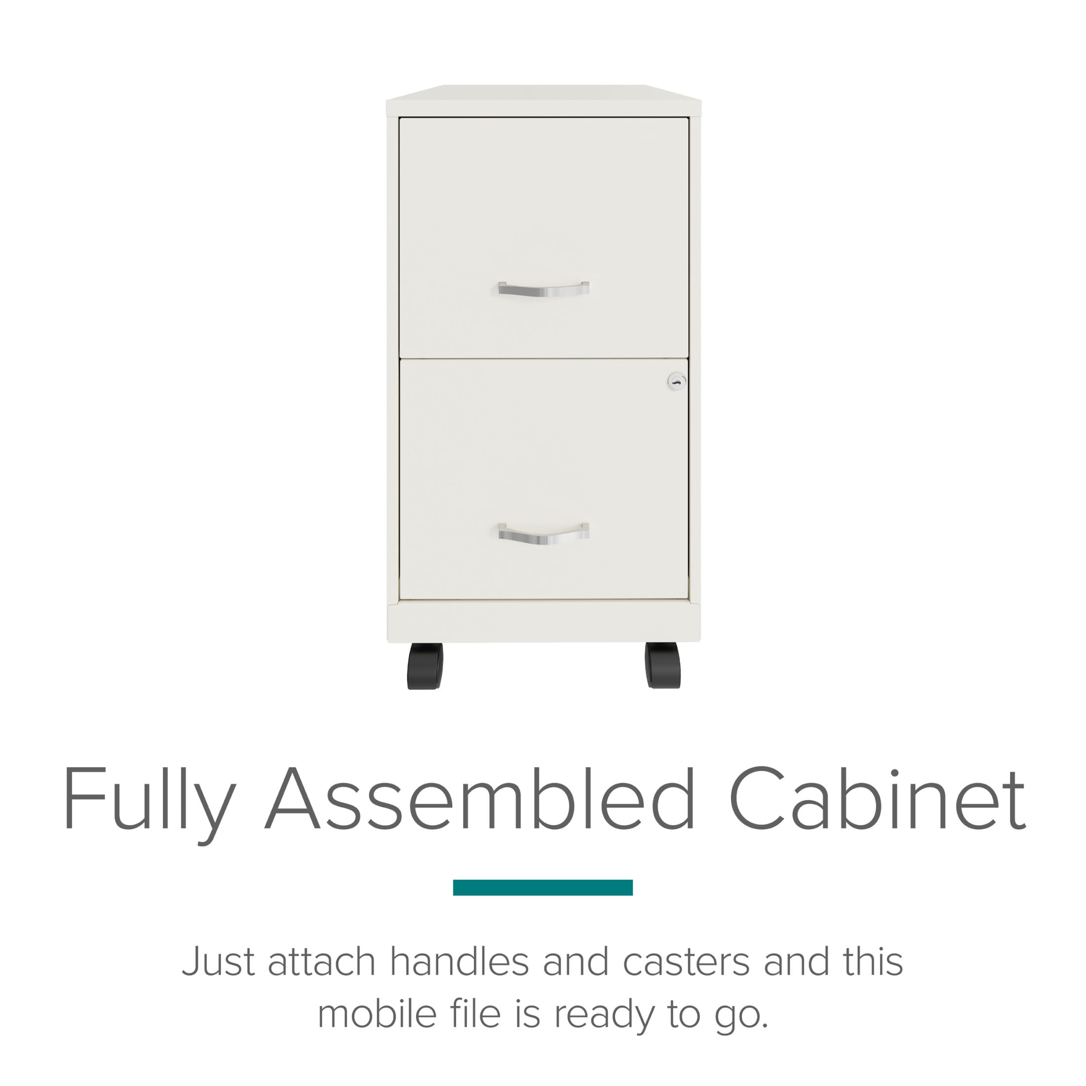 Space Solutions 18" Deep 2 Drawer Mobile Letter Width Vertical File Cabinet, White - Image 5