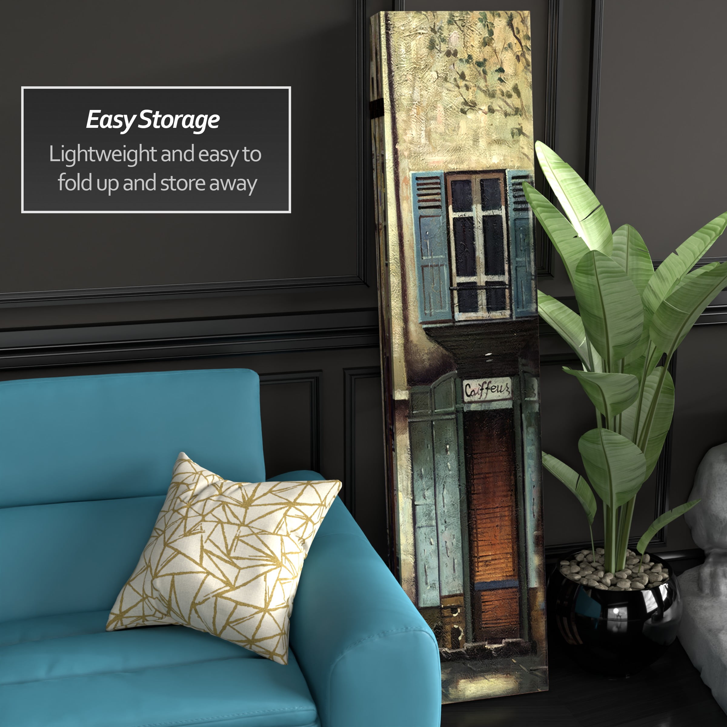 Oriental Furniture 6 ft. Tall French Cafe Canvas Room Divider - 6 Panel - Image 4