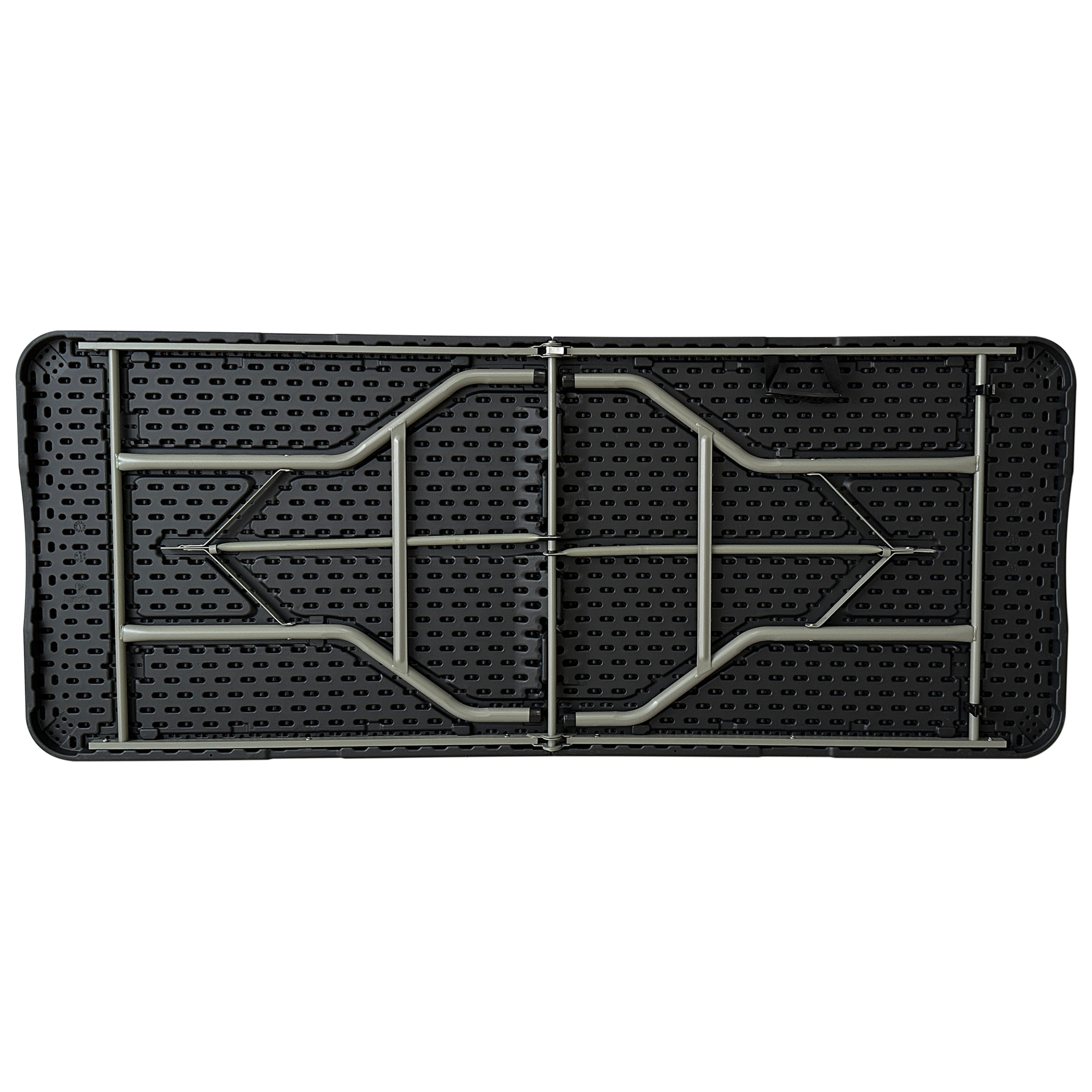 6FT Folding Table, Portable Plastic Design with Powder-Coated Steel Legs – Ideal for Picnics, Parties, Office and Camping – Convenient Carry Handle for Easy Transportation, Black - Image 2