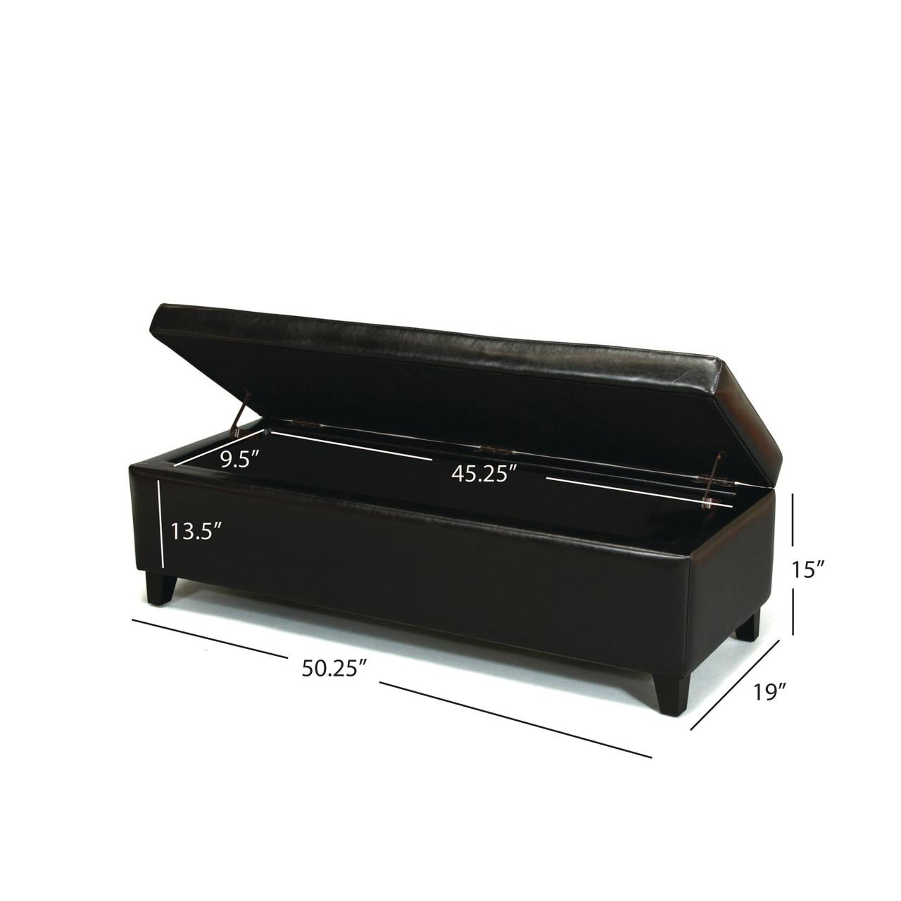 Noble House Farmer Bonded Leather Storage Ottoman Bench, Black - Image 4