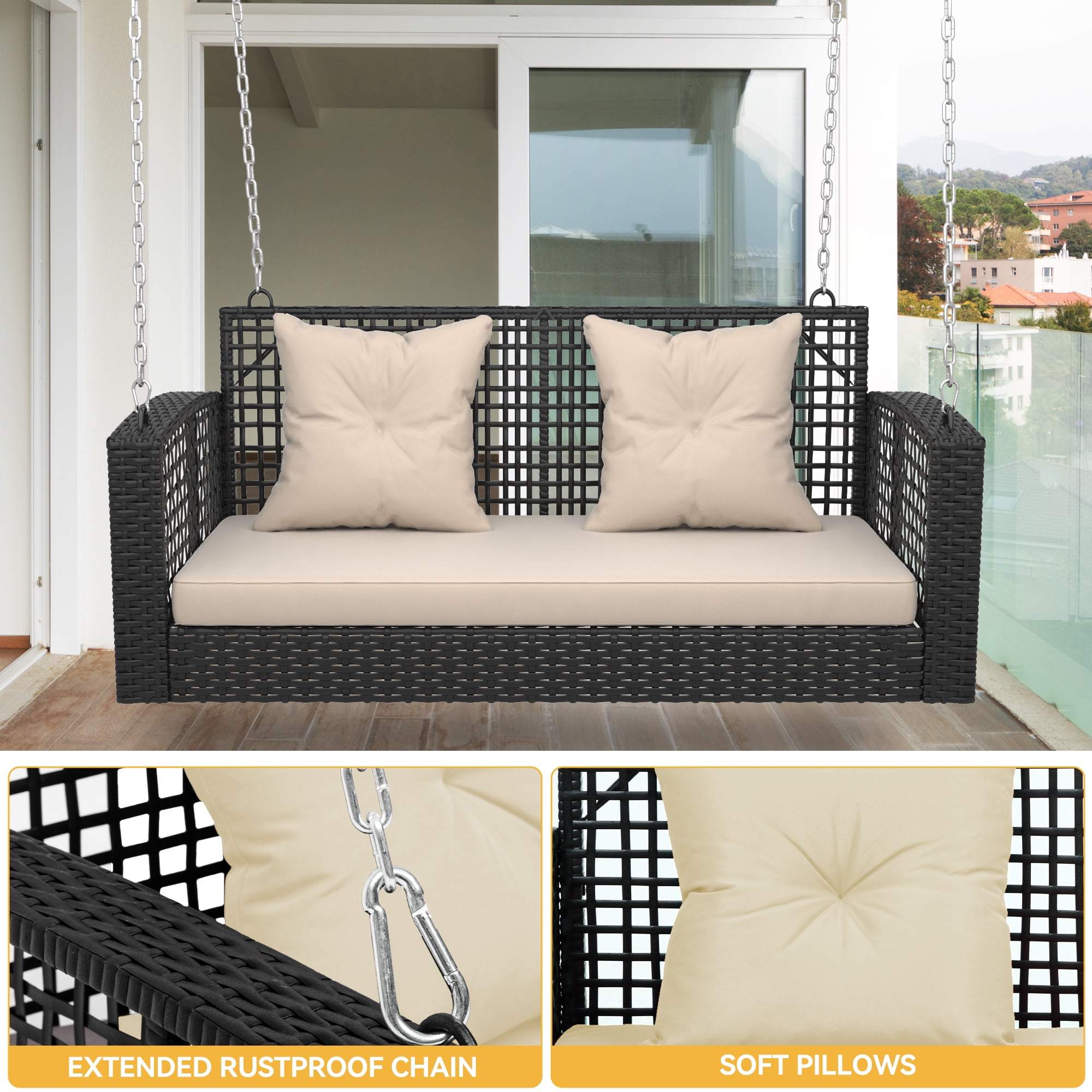 Dextrus Alloy Steel Adult Egg Hanging Chair, Black - Image 2