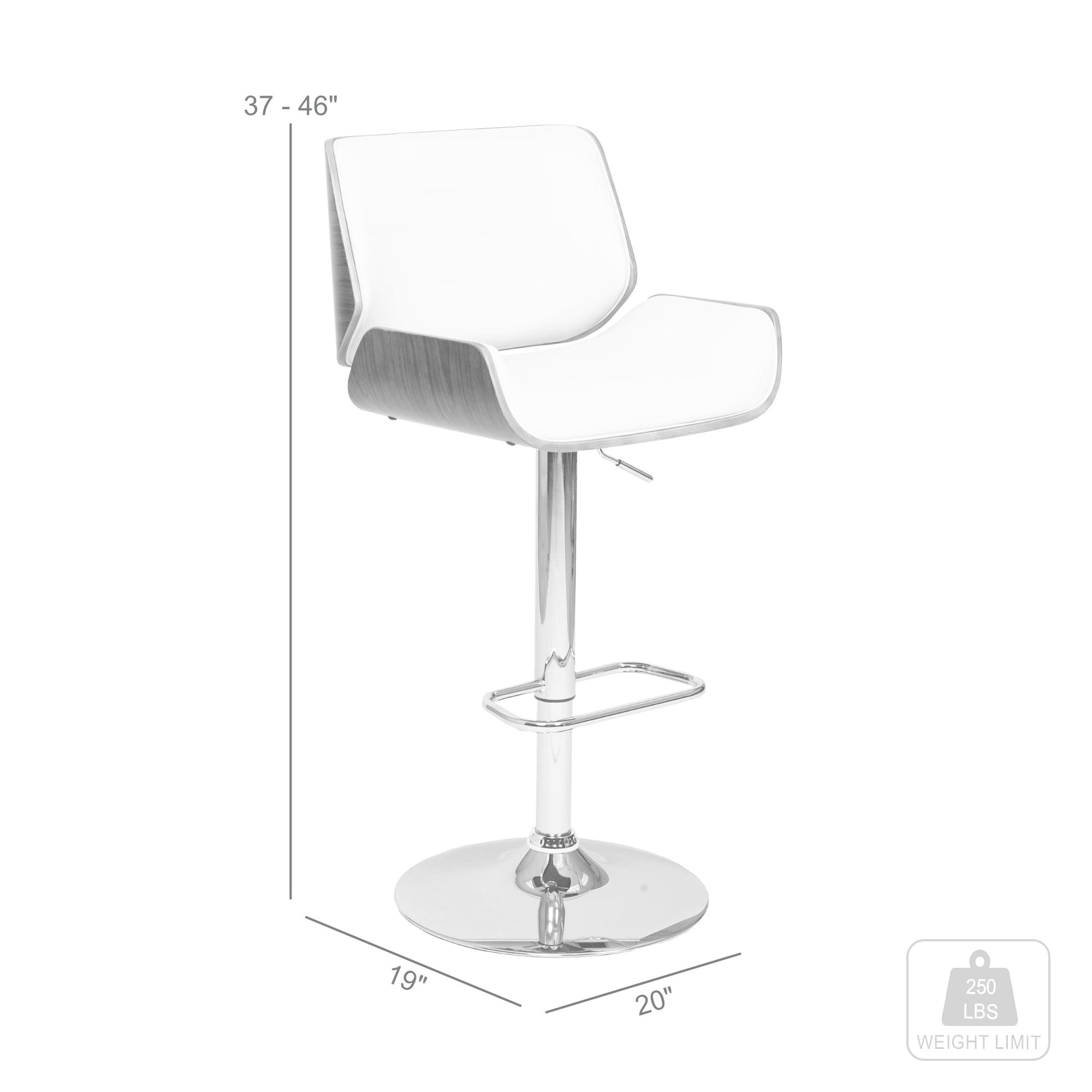 London Cream Faux Leather Adjustable Height Swivel Walnut Wood and Chrome Bar Stool - Image 8