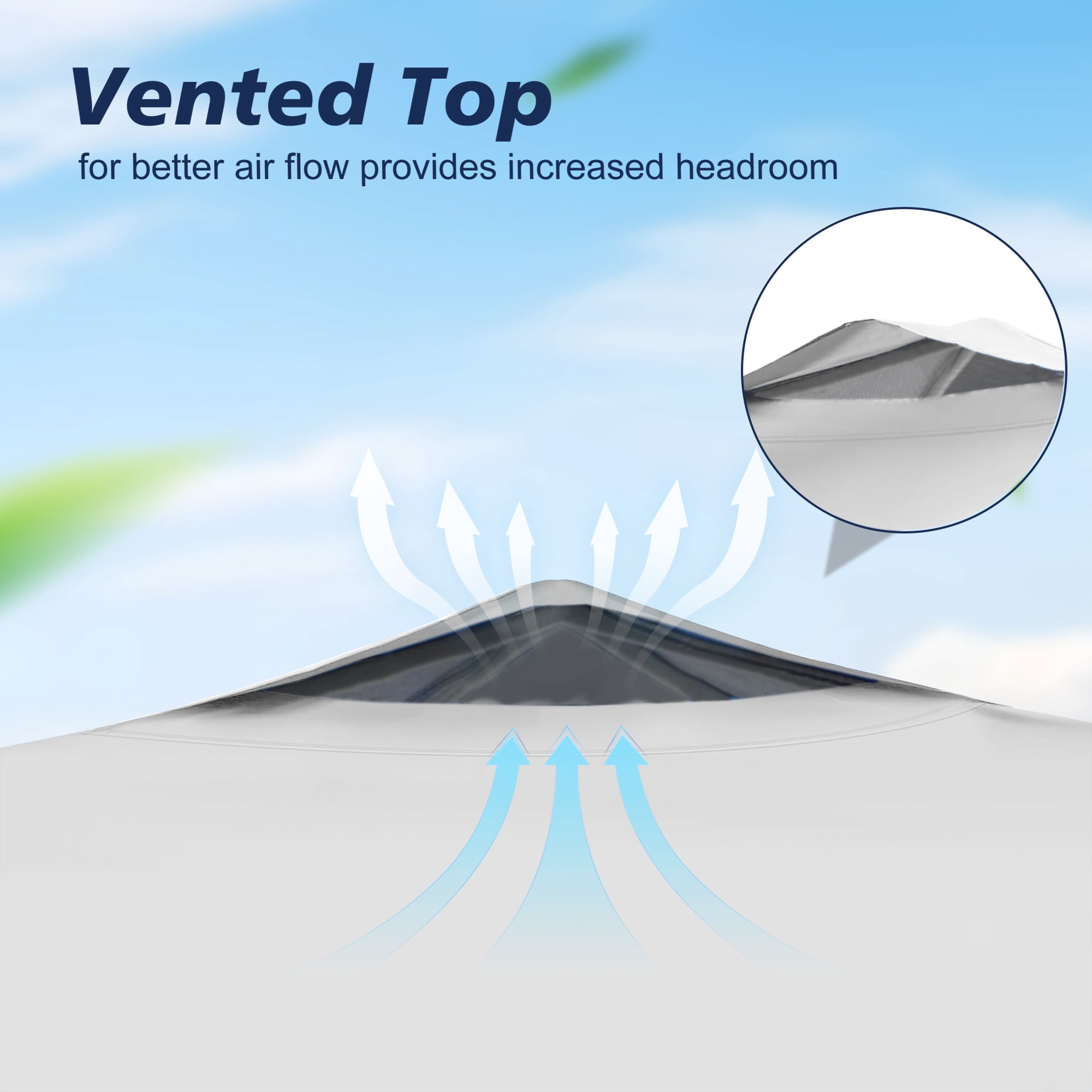 VentuLodge 10' x 10' Pop up Canopy Tent with Sidewalls, Windows, 4 Weight Bags, 8 Stakes, 4 Ropes, Wheeled Bag - White - Image 2