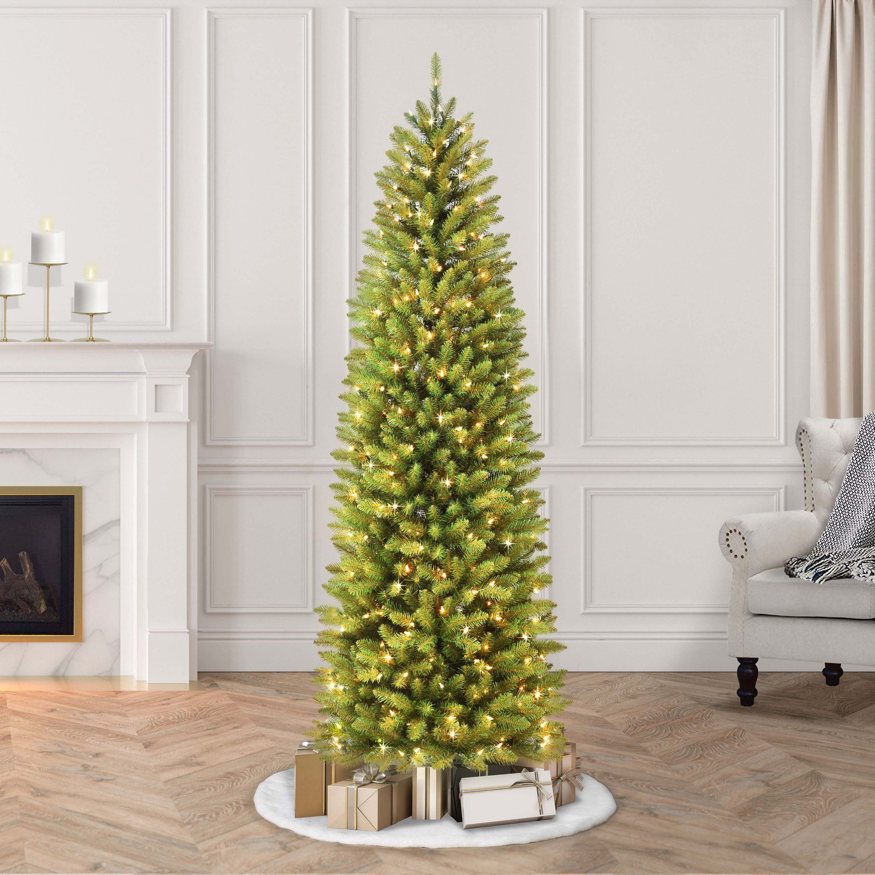 Puleo International 7.5' Pre-Lit Fraser Fir Pencil Tree Artificial Christmas Tree with 350 Clear UL Listed Lights - Image 3