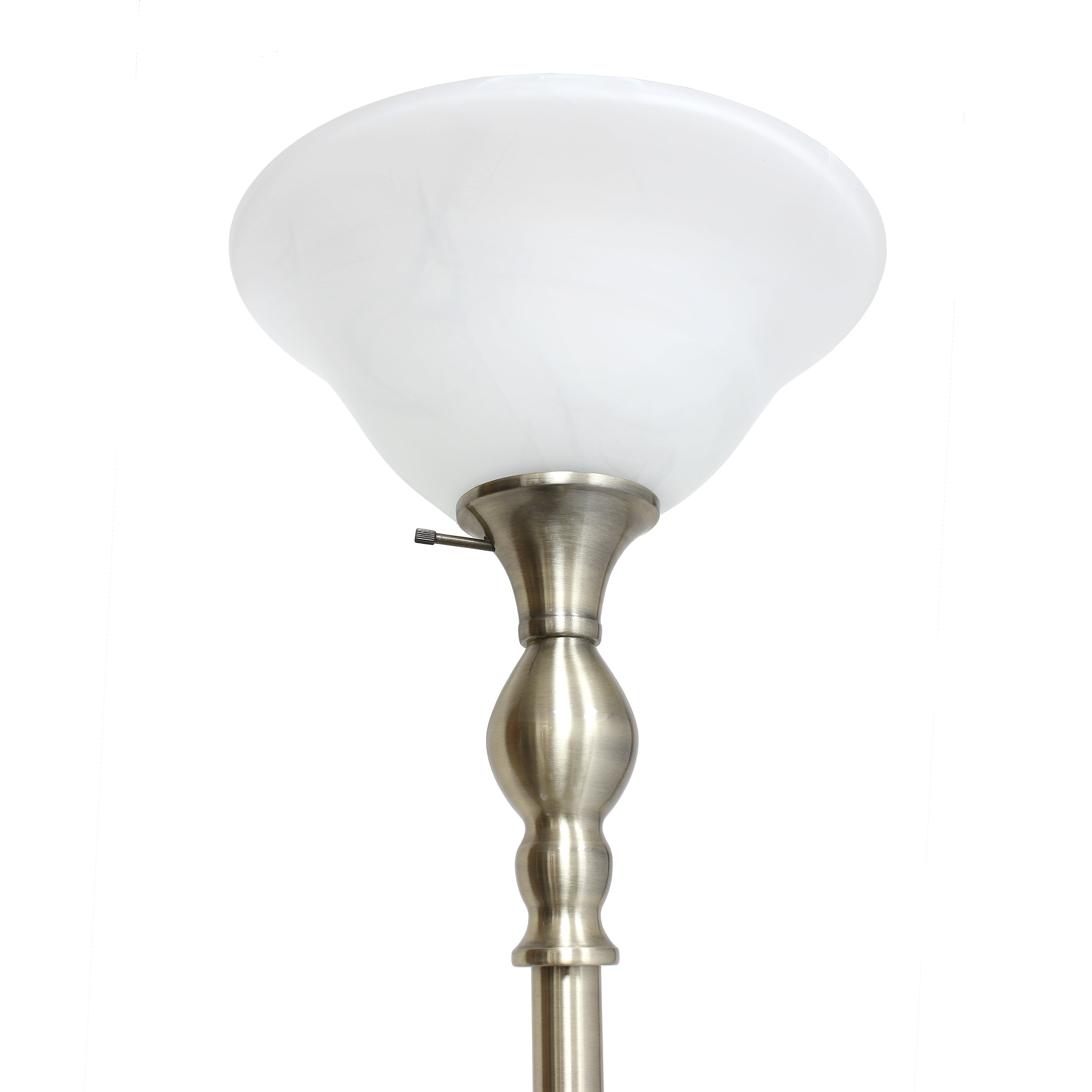 Elegant Designs Metal 1 Light Torchiere Floor Lamp in Brass with White Shade - Image 4