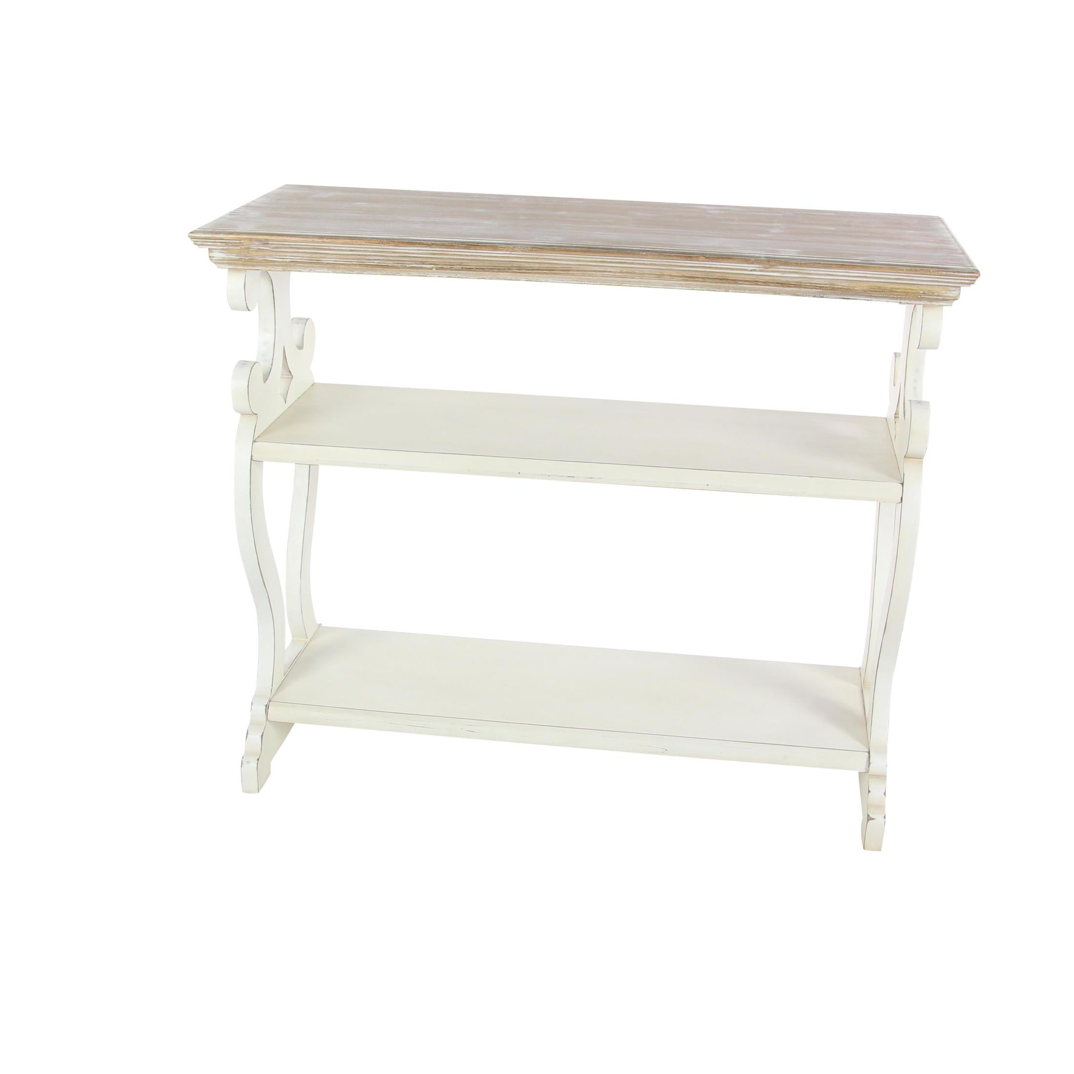 DecMode Farmhouse Decorative Console Table for Living Room, Entry Way, Hallway, Ivory/White with Neutral Painted Finish 38"W - Image 7