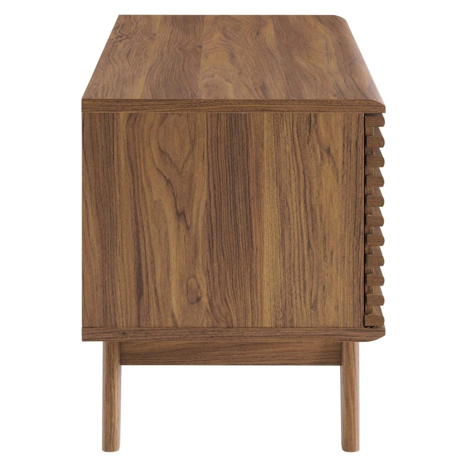 Modway Render Wood & Vinyl Record Display Stand with Sliding Door in Walnut - Image 2