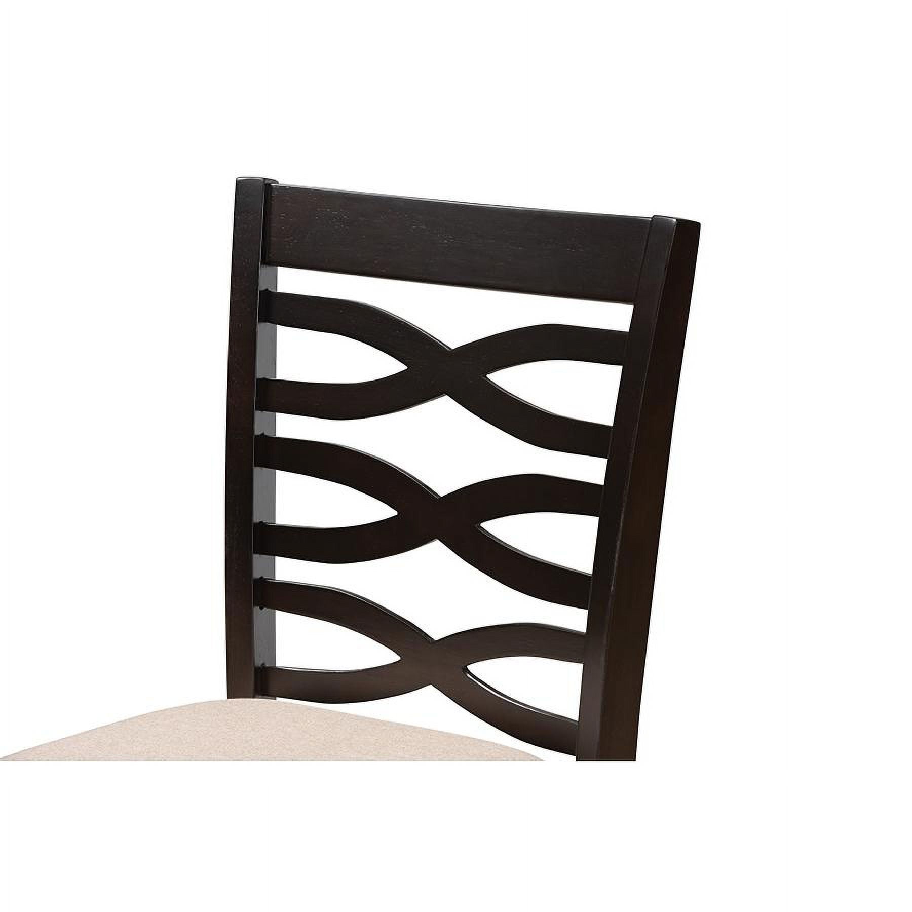 Baxton Studio Lanier Modern and Contemporary Sand Fabric Upholstered Espresso Brown Finished Wood Counter Height Pub Chair Set (Set of 2) - Image 7