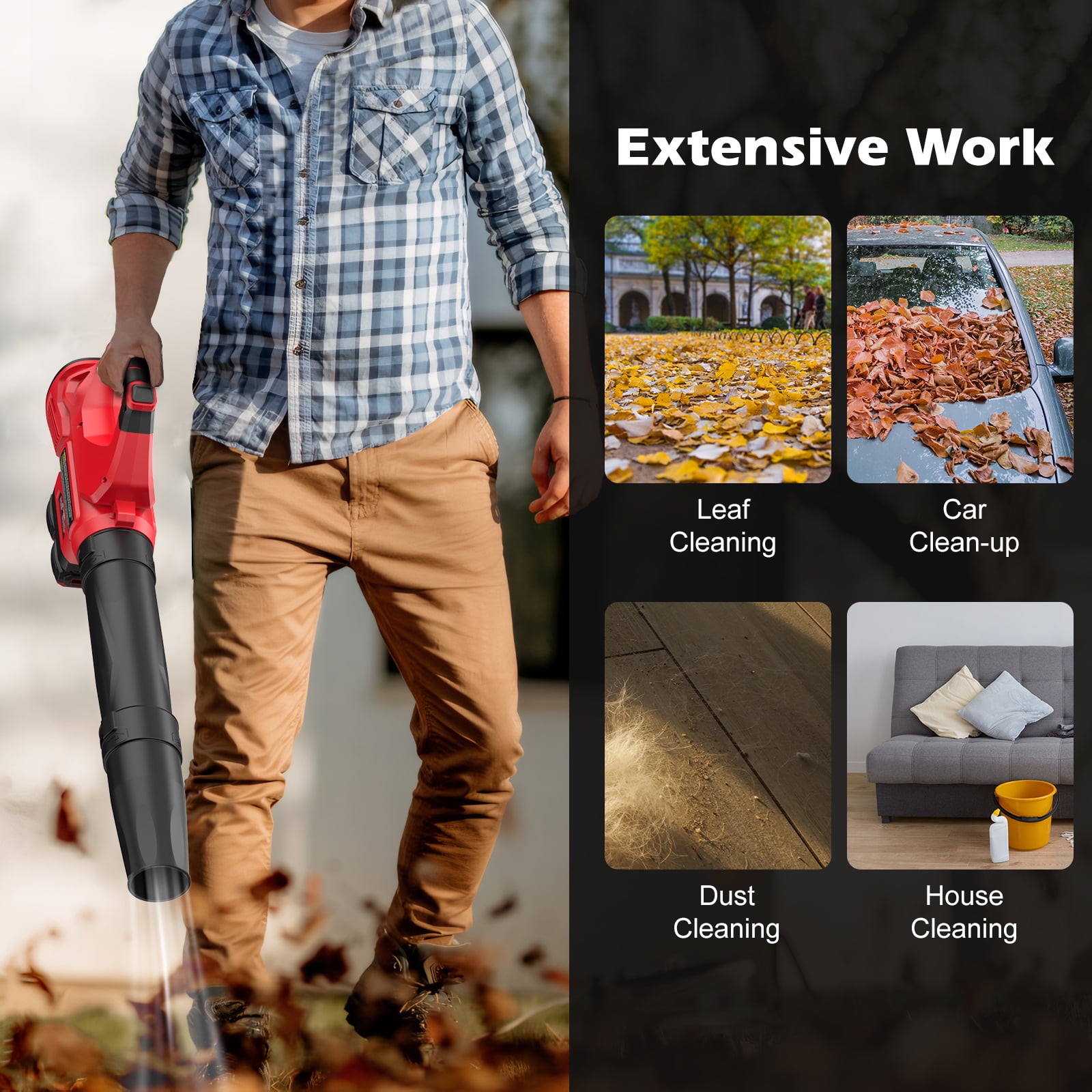 PowerSmart 40V Cordless Leaf Blower, 450 CFM 130 mph, Includes 2 x 2.0Ah Batteries & Chargers - Image 5