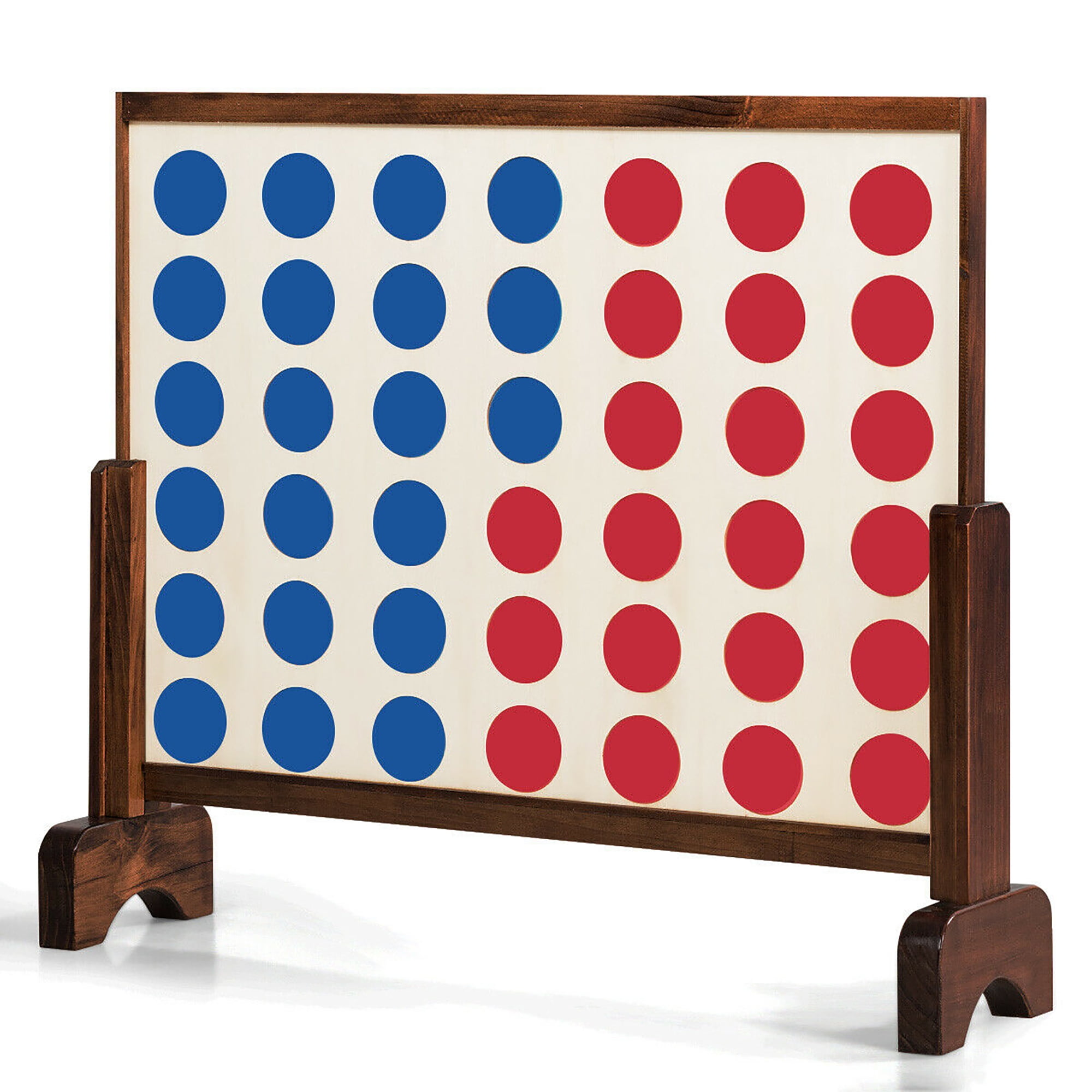 Costway Giant 4 In A Row Game Wood Board Connect Toy Adults Kids with Carrying Bag Natural - Image 10