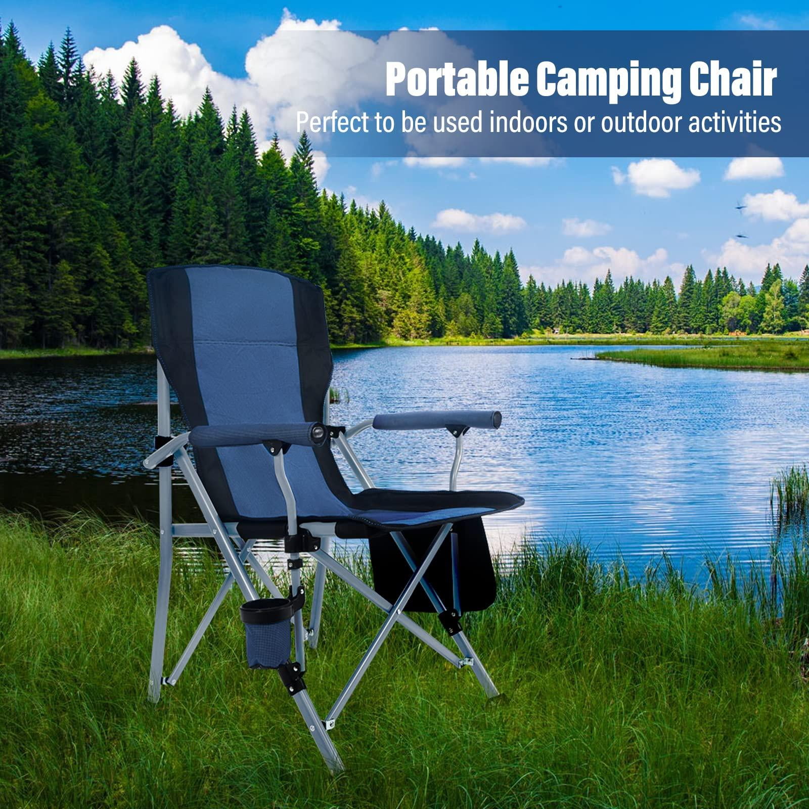 Honeilife Folding Camping Chair Adult Support 330lbs, Heavy Duty Portable Outdoor Beach Chair, Foldable Lightweight Lawn Chair with Cup Holder&Carry Bag for Fishing Outside Sports Picnic, Blue - Image 7