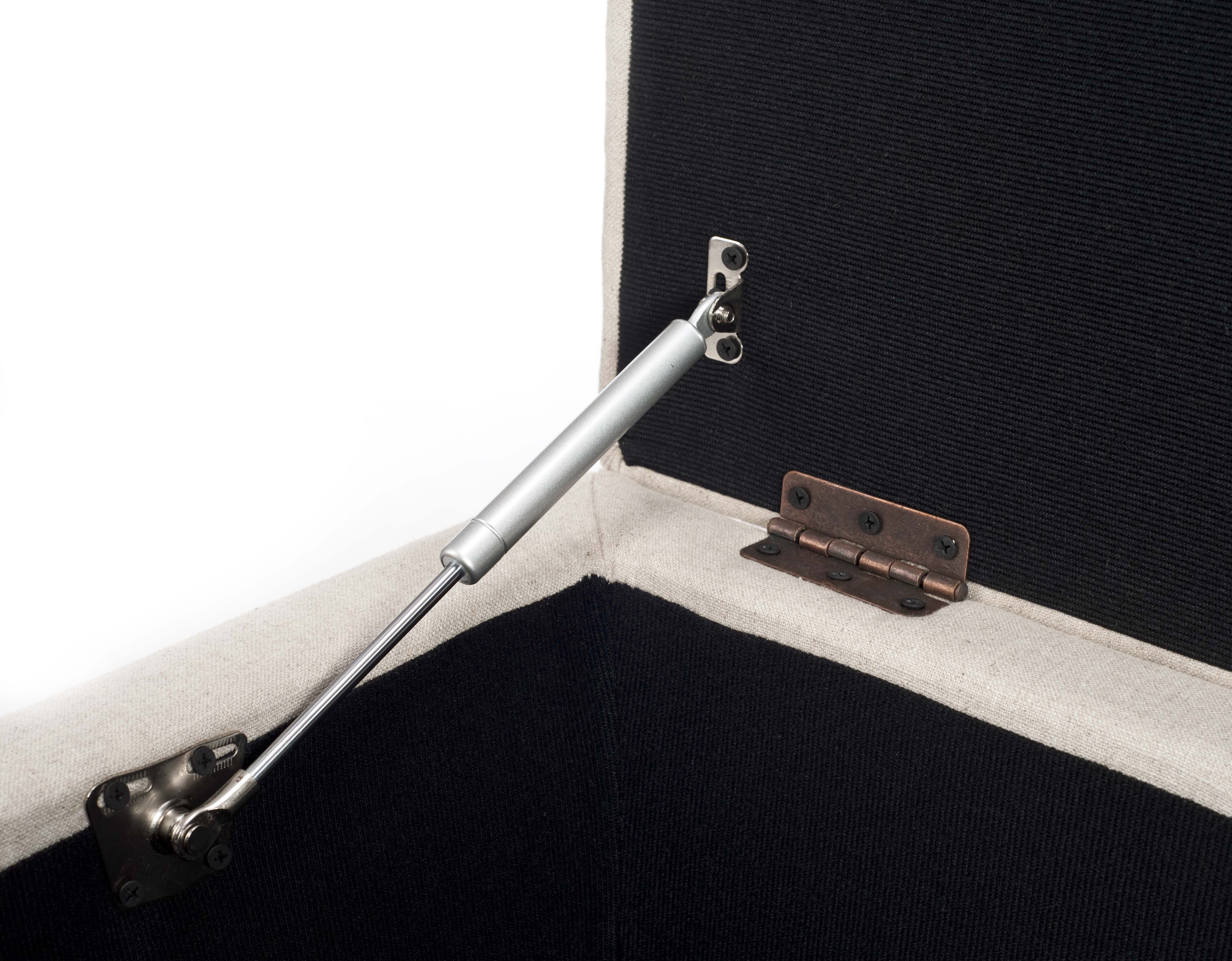 SAFAVIEH Aroura Transitional Glam Flip Top Upholstered Storage Bench, Beige - Image 3