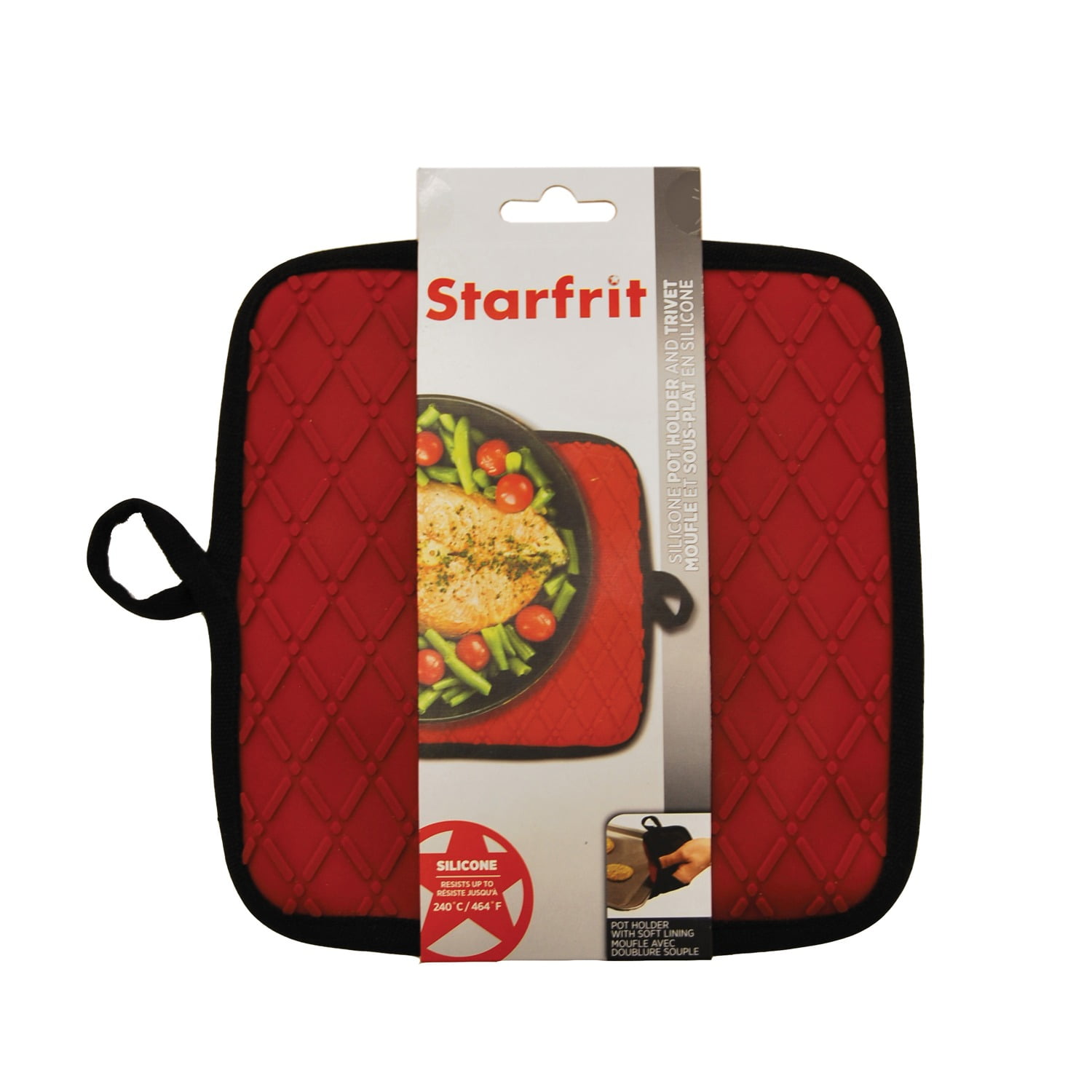 The Rock by Starfrit Set of 2 Fry Pans with Bakelite Handles & 8" x 8" Silicone/Cotton Pot Holder/Trivet - Image 5