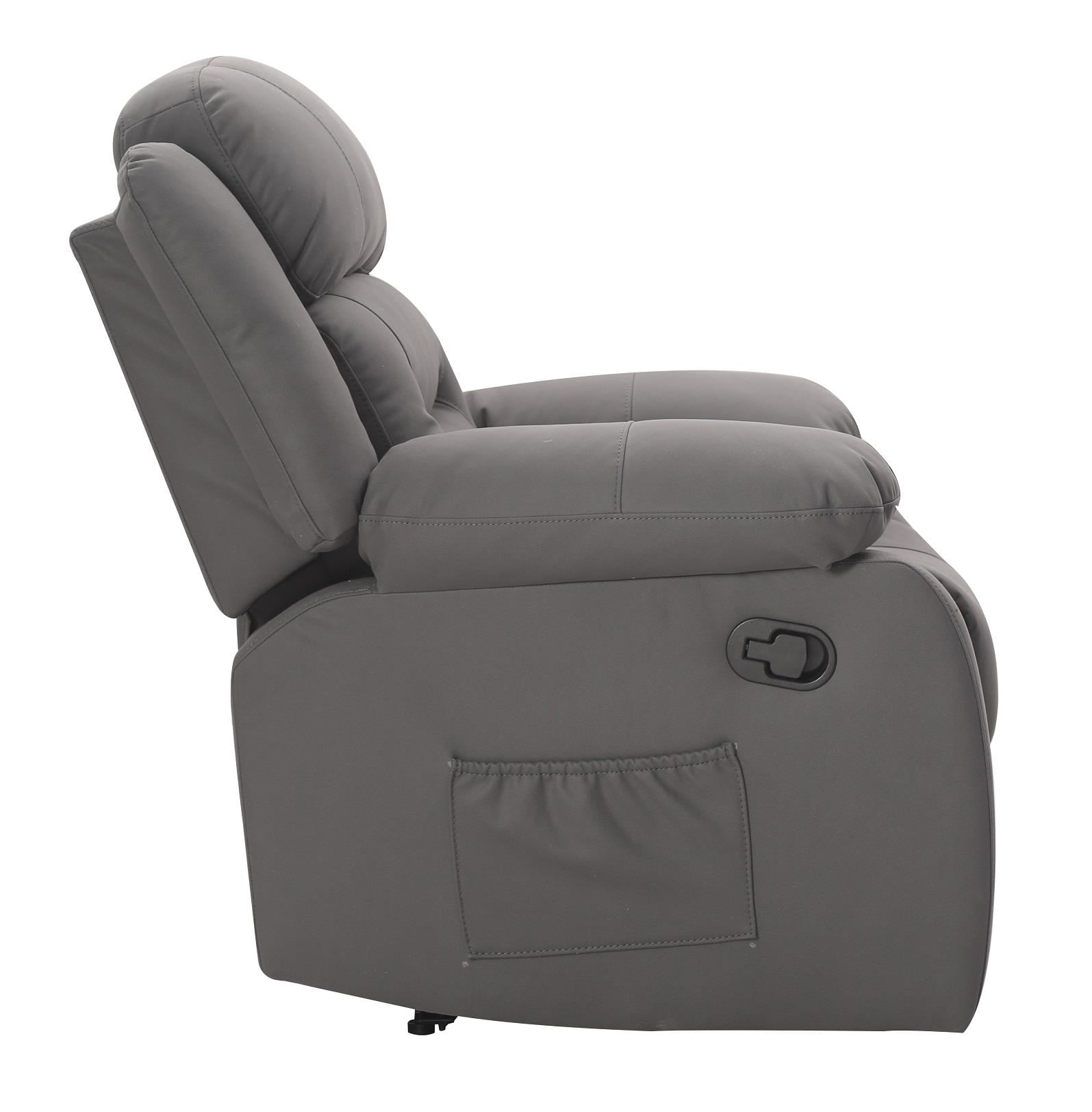 DHP Miller Recliner with Cupholder, Faux Microsuede, Gray - Image 3