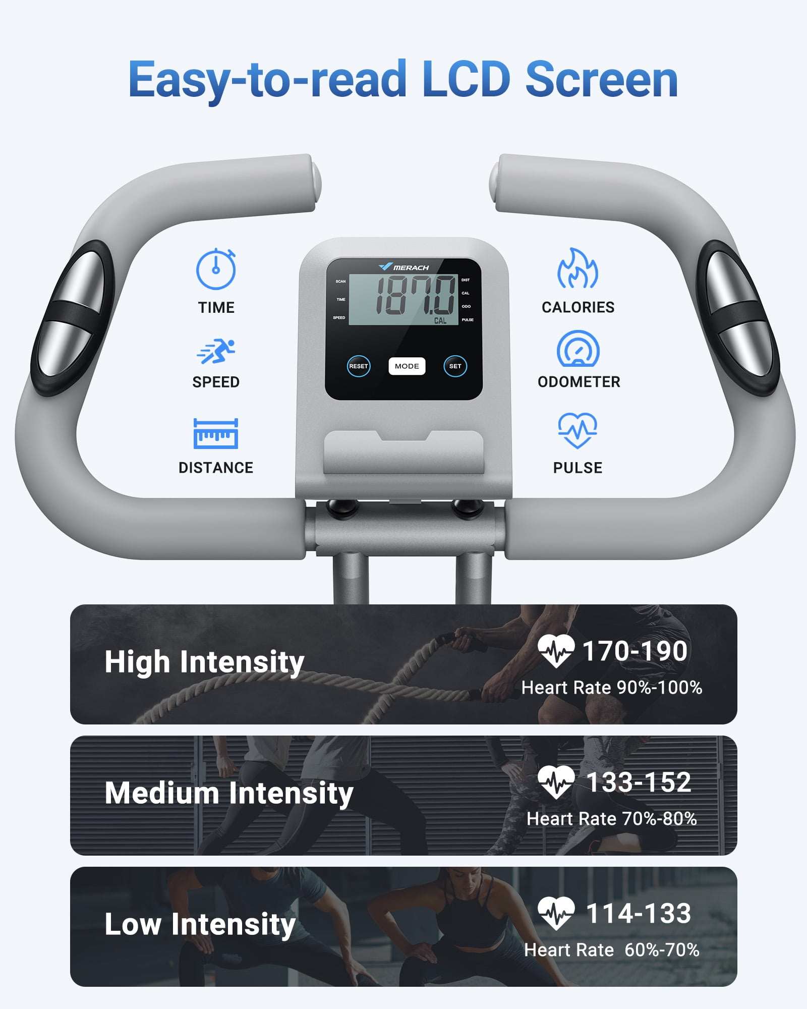 MERACH Folding Exercise Bike, 4 in 1 Magnetic Upright Bike with 16 Levels of Resistance for Home Indoor Cardio Workout Max Weight 300 lbs - Image 7