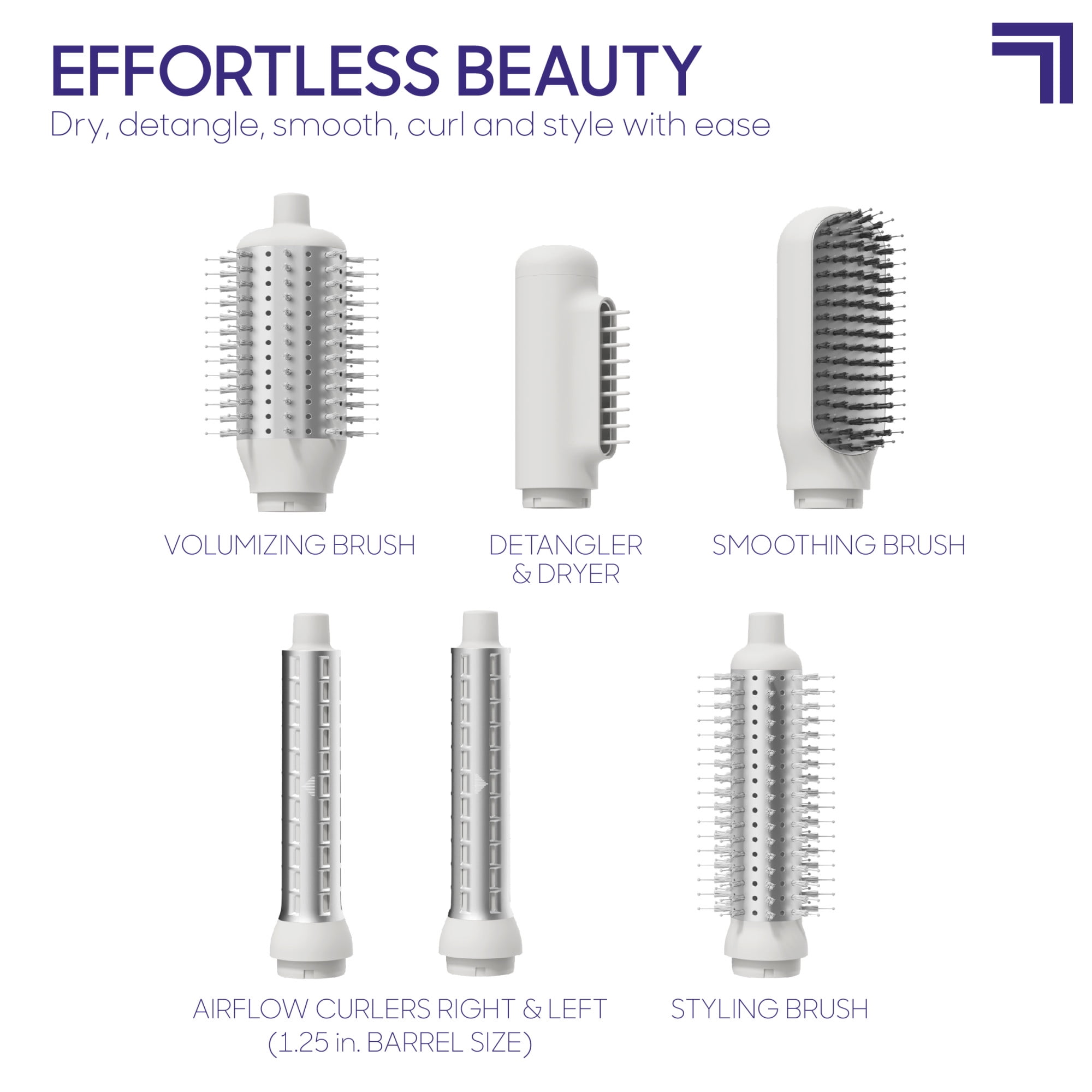 Sharper Image® Revel Hair Multi-Styler 6-In-1, 6 Premium Airflow Attachments, 3 Heat Levels, Cool Shot, Ionic Technology, Curler, Detangler & Dryer, Volumizing, Styling, and Smoothing Brush - Image 7