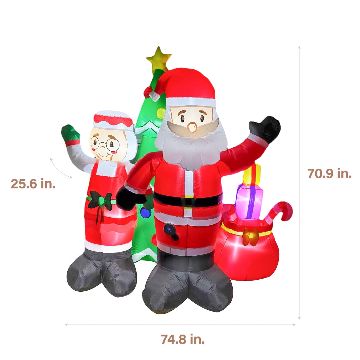 Fraser Hill Farm 6-Ft. Tall Pre lit Mr. and Mrs. Claus with Tree Inflatable with Music, FHFMRMRSCLS061-L - Image 2