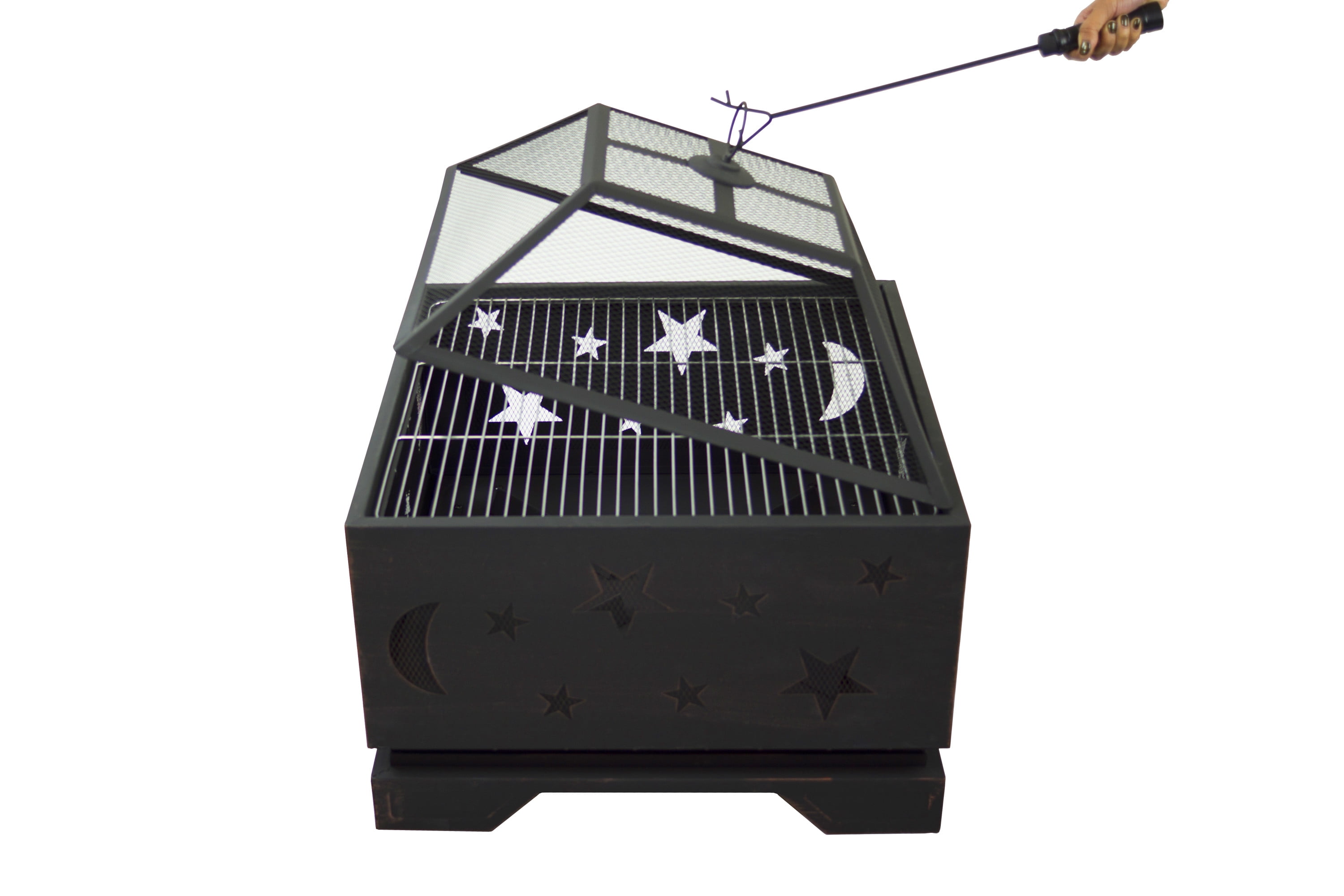 Pleasant Hearth Stargazer Square Steel Wood Burning Fire Pit - Image 5