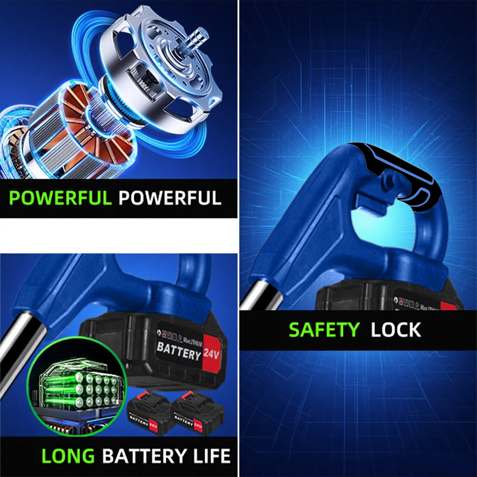 Paddsun Electric Weed Eater Lawn Edger Cordless Grass String Trimmer Cutter 24V &Battery - Image 3