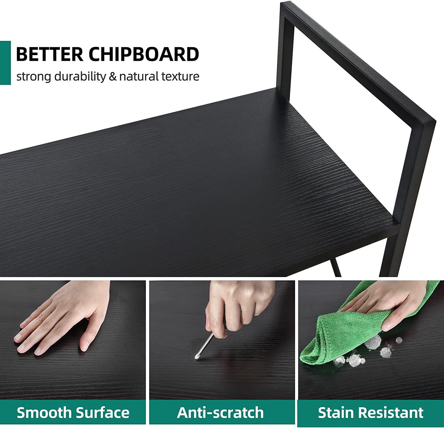 Dextrus 5-Tier Ladder Bookshelf, 65" Industrial Bookcase with Storage Shelves for Bedroom, Living Room, Office – Black - Image 7