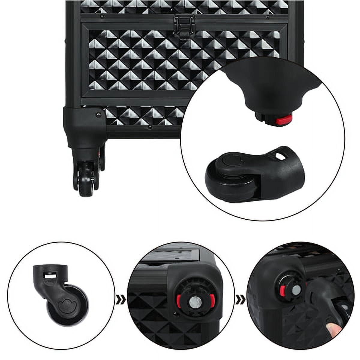 Alden Design Professional Makeup Case, 4 Retractable Trays & 1 Drawer, All Black - Image 9