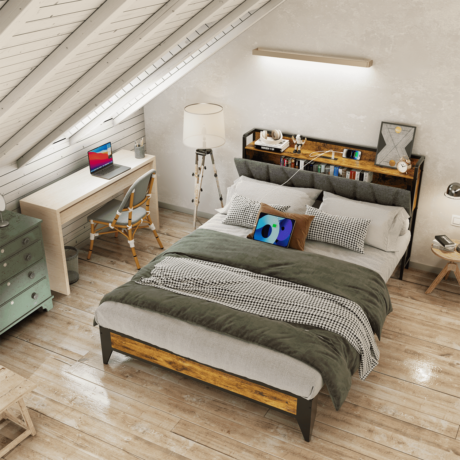 Behost Platform Beds,Queen Bed Frame with Fabric Upholstered Headboard - Image 2