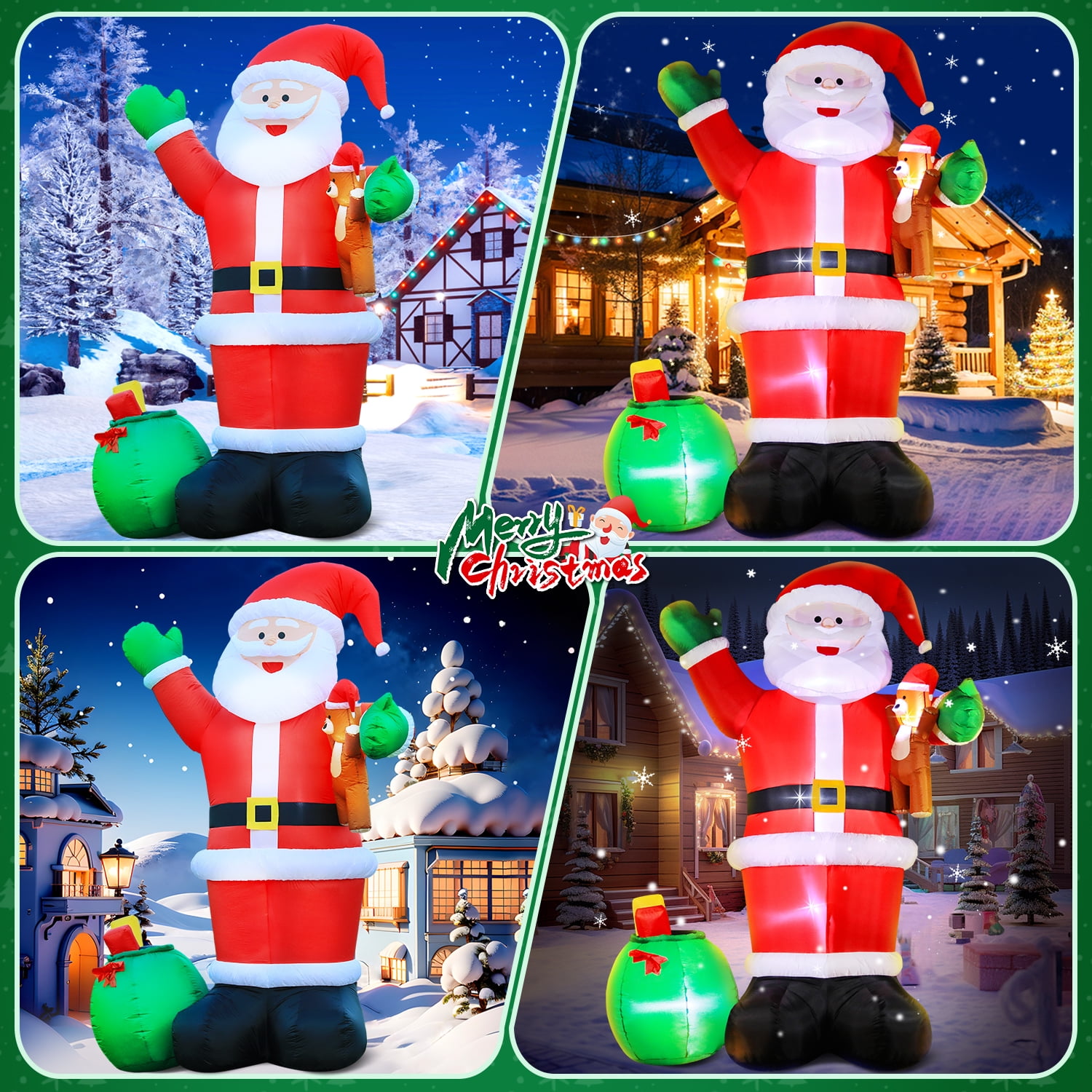 DeeKom 12' Christmas Inflatable Outdoor Decorations, Xmas Giant Blow up Santa Claus with Gift Bag, Built-in LEDs for Lawn Yard Garden Party Festival Celebration - Image 4