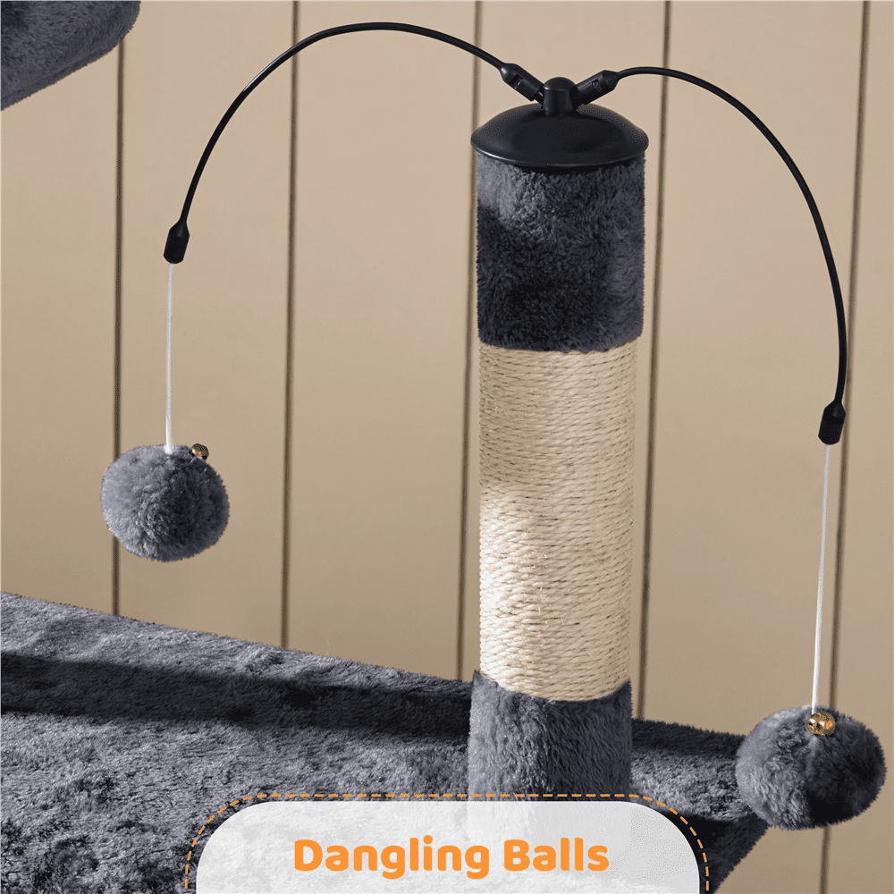 Alden Design Multilevel Plush Cat Tree Activity Tower Play Center with Sisal Scratching Posts, Dark Gray - Image 11