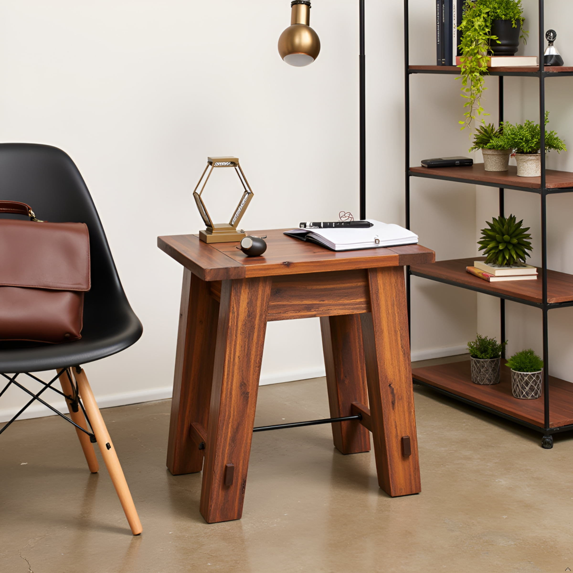 Alaterre Furniture Durango Solid Acacia Wood End Table, Industrial Side Table with 100lb Weight Capacity for Living Room, Natural - Image 5