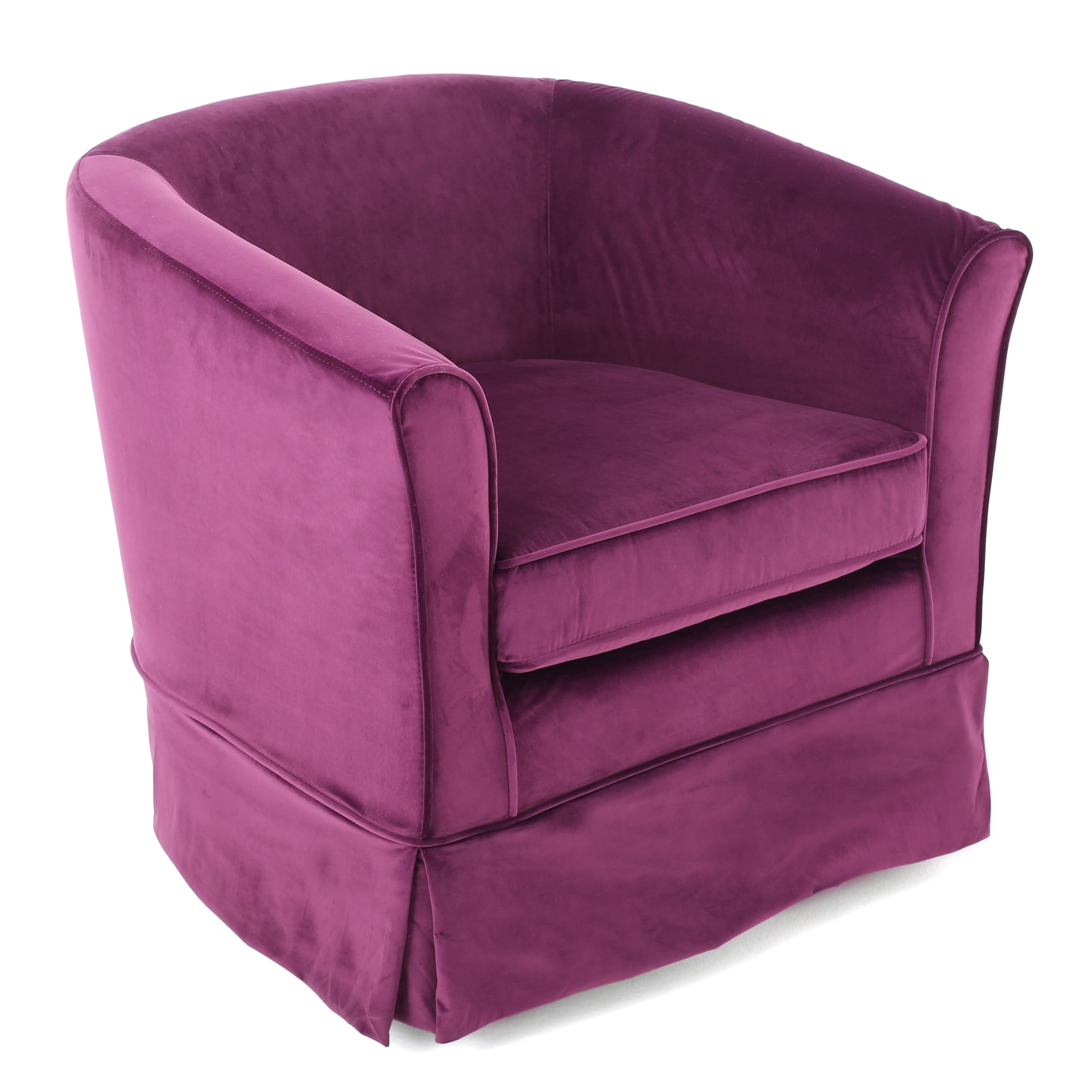 Noble House Celeste Velvet Swivel Chair with Loose Cover, Fushsia(Red) - Image 12