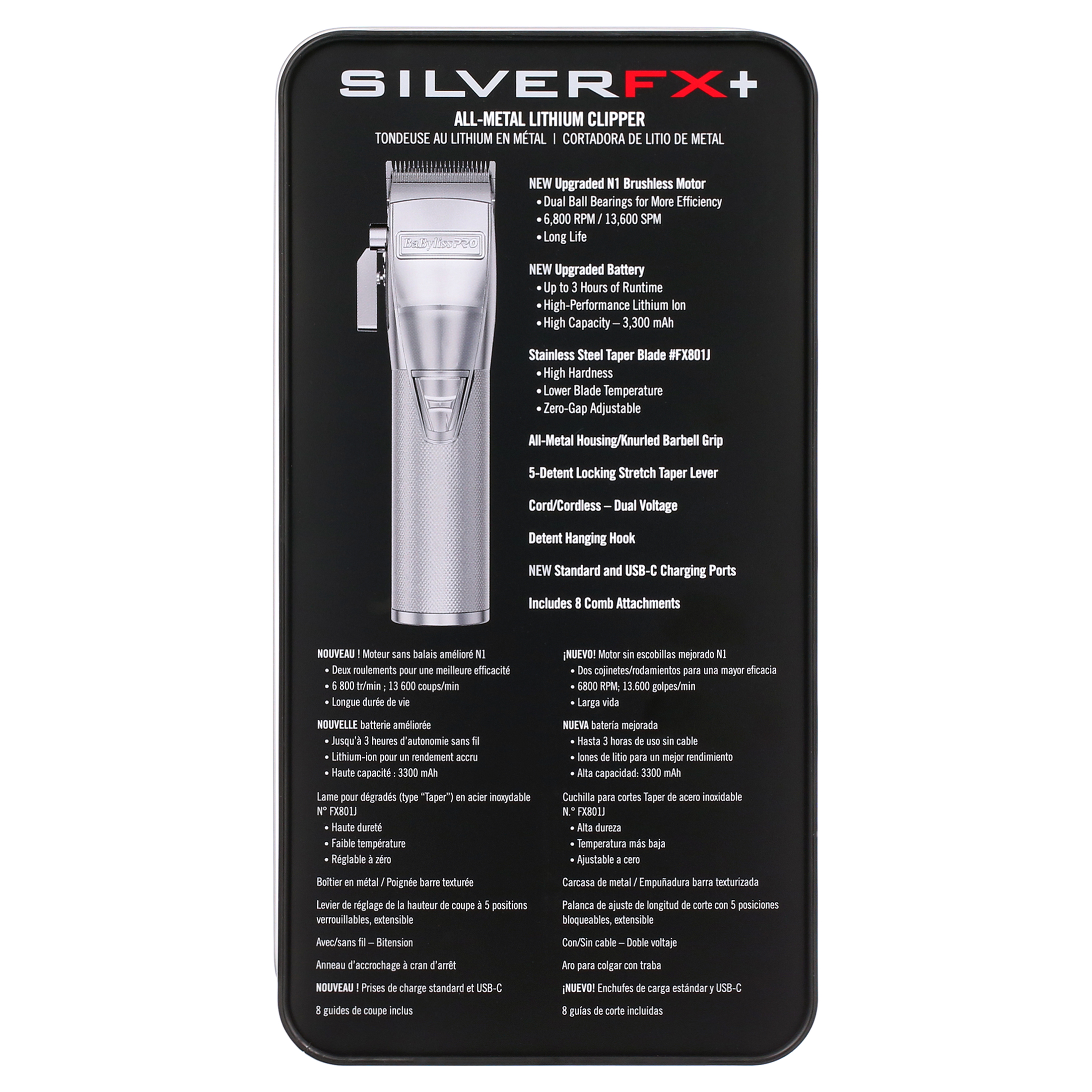 BaBylissPRO SilverFX Plus All-Metal Lithium Professional Hair Clippers - Image 3